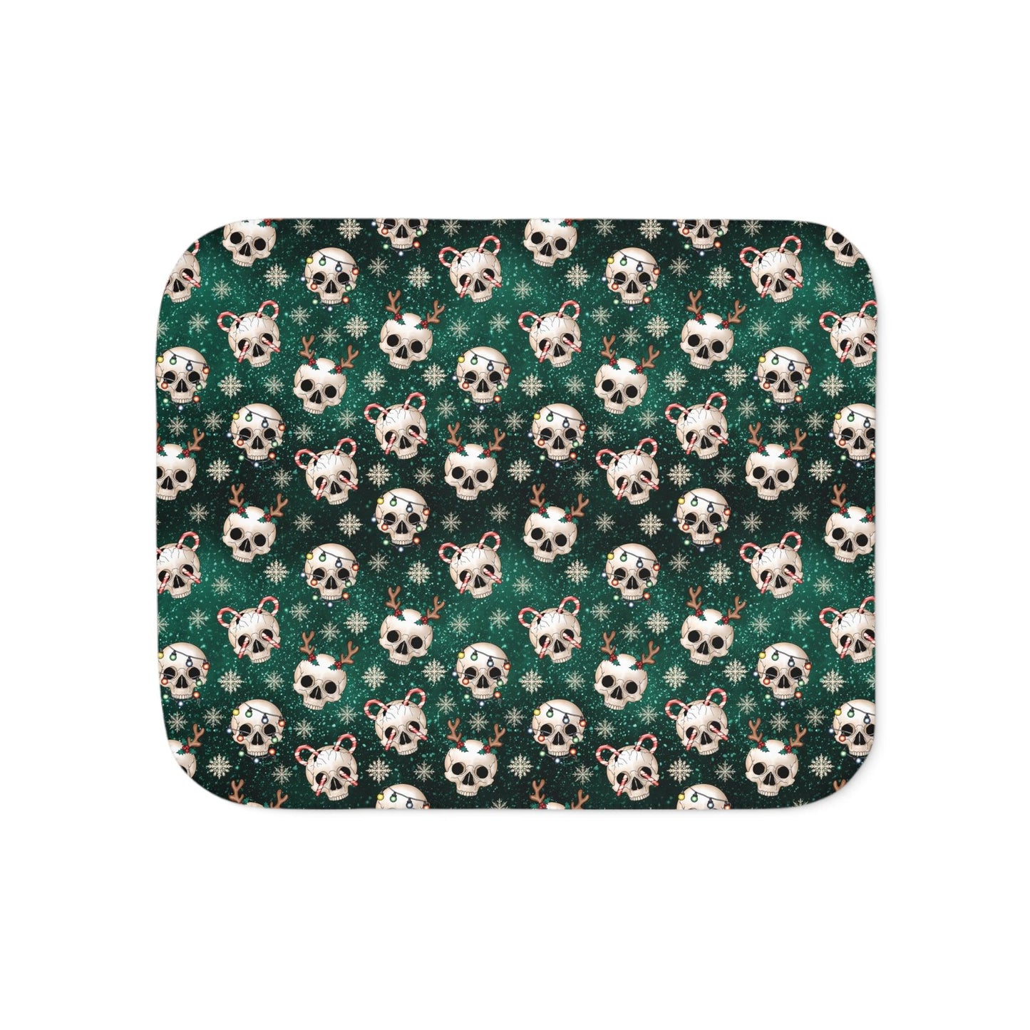 Goth Christmas Skulls Whimsigoth Creepmas Green Sherpa Blanket | lovevisionkarma.com