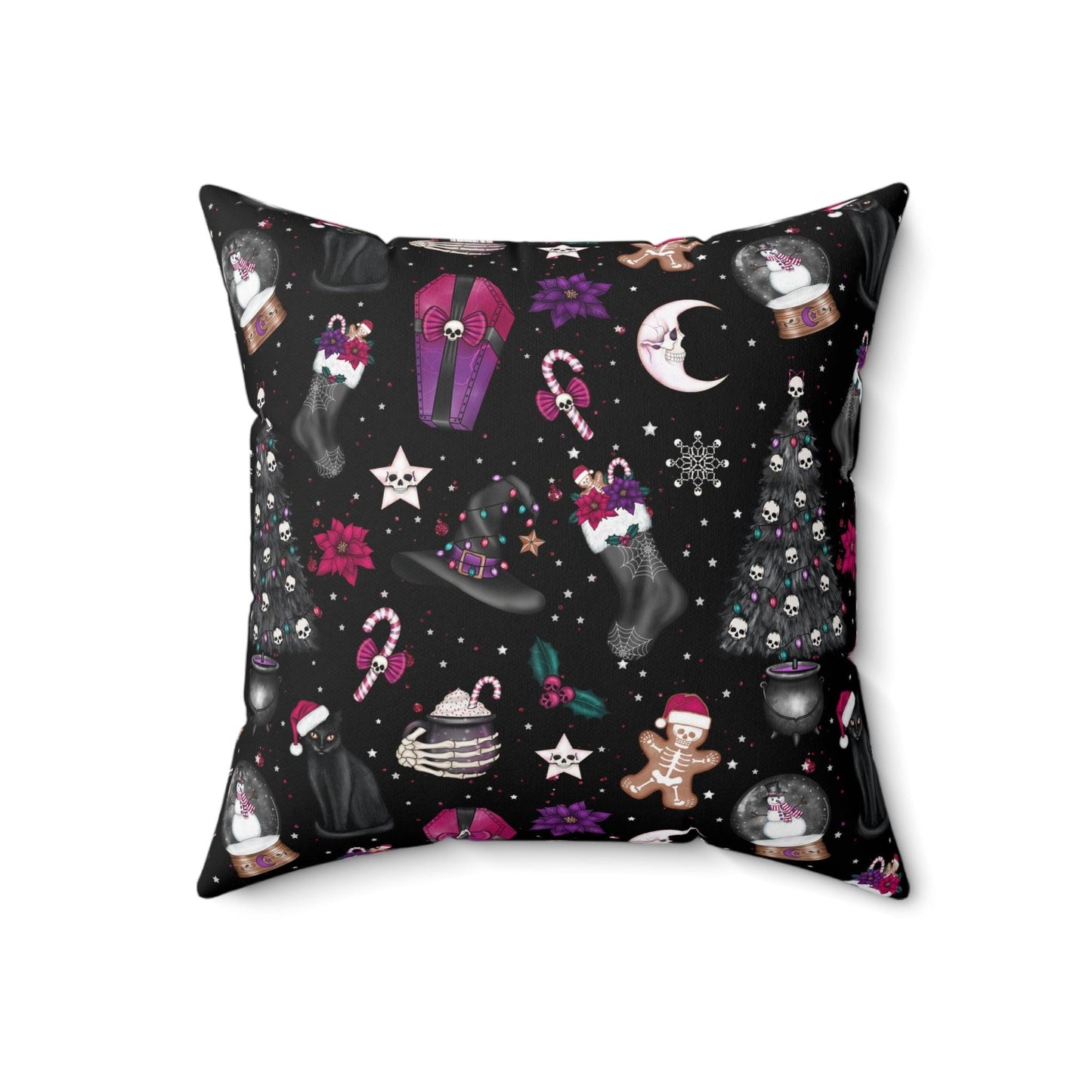 Goth Christmas, Kitsch Creepmas Scary Creepy Holiday Throw Pillow | lovevisionkarma.com