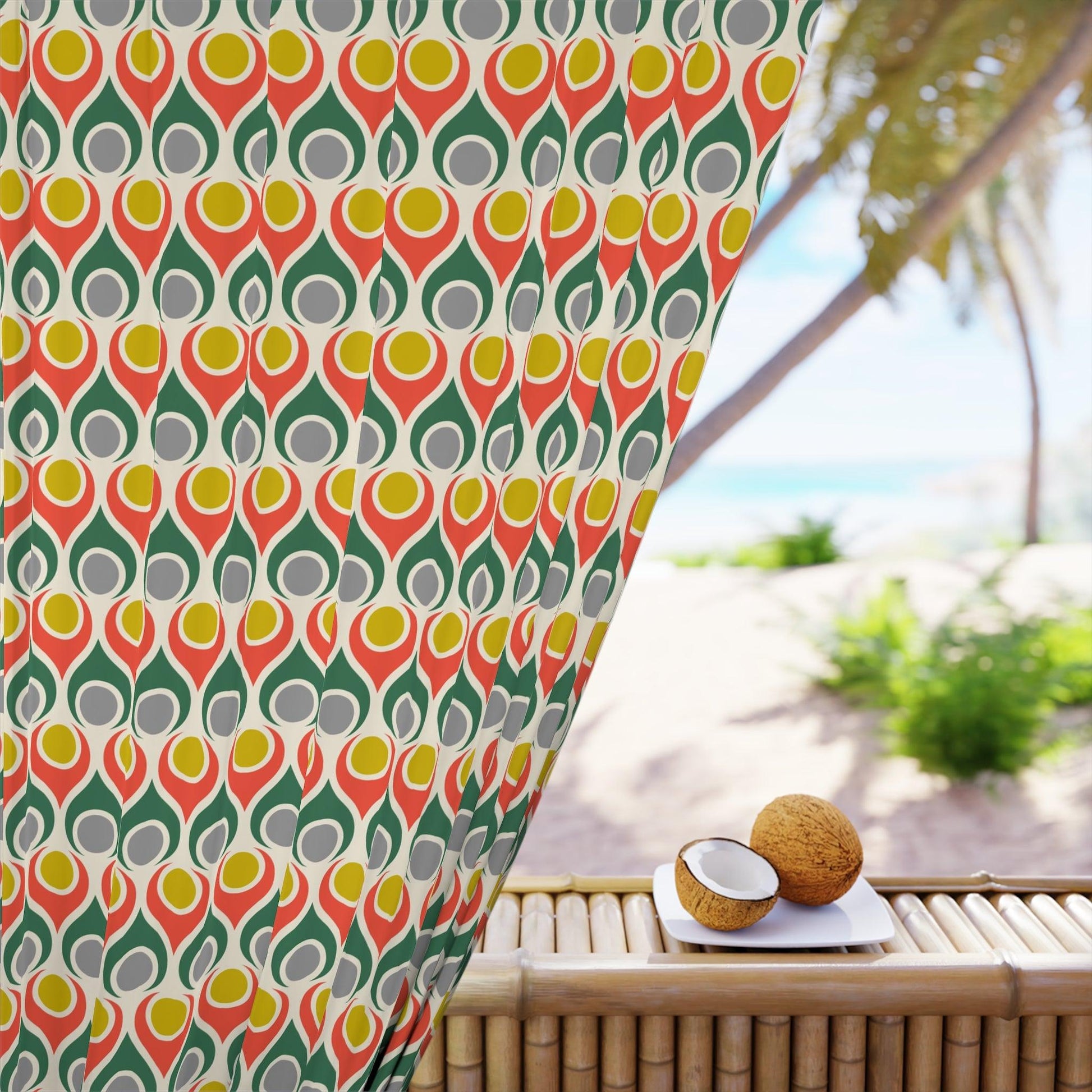 Retro Mid Century Mod, Funky Geometric Multicolor Blackout Window Curtain | lovevisionkarma.com