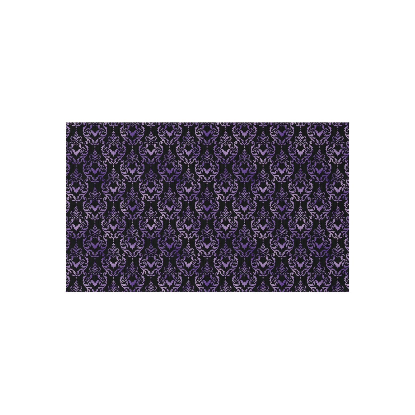 Victorian Goth Inspired Bat Damask Dark Academia Glam Goth Purple & Black Anti-Slip Accent Rug