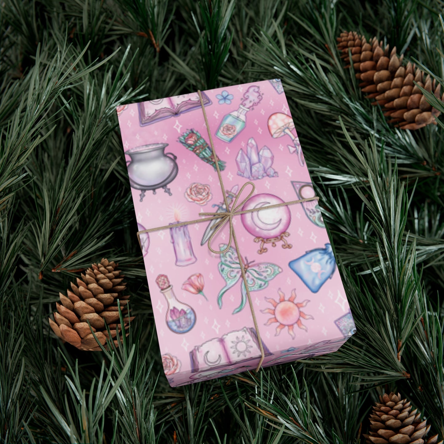 Witchy Pastel Goth Christmas, Kawaii Whimsigoth Pink Eco-Friendly Gift Wrap Paper