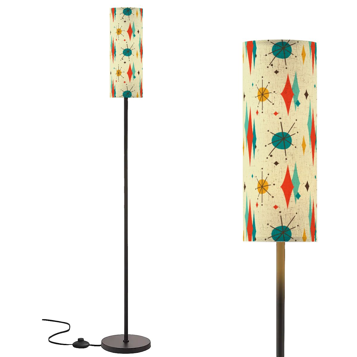 Retro 1950's Atomic Diamond and Starburst Mid Century Modern Floor Lamp