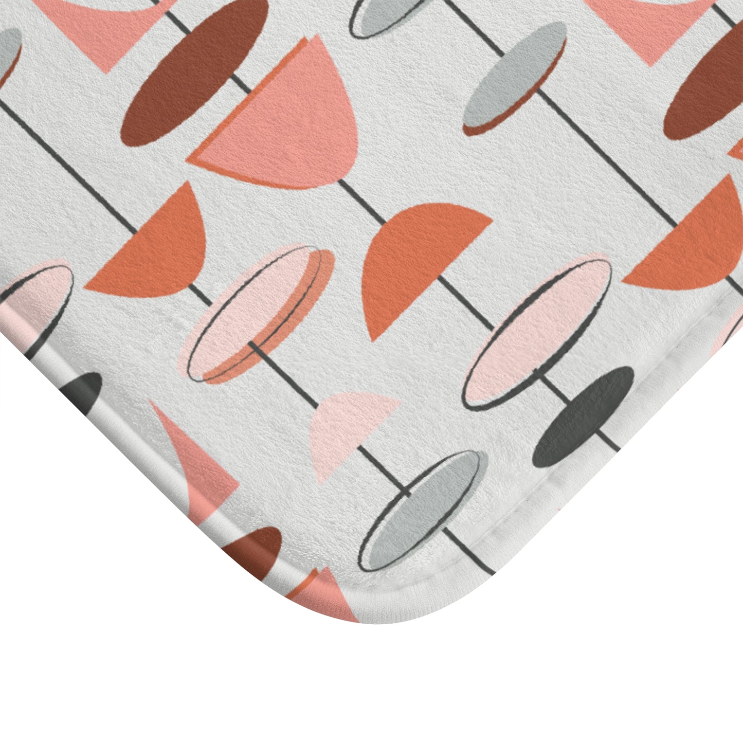 Retro 50s Mid Century Mod Abstract Pink & Gray Bath Mat