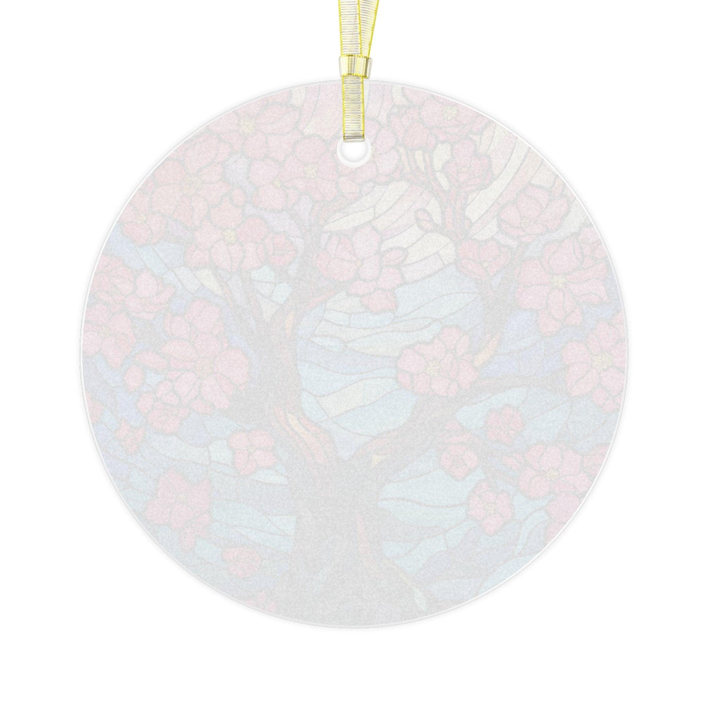Japanese Sakura Cherry Blossom Tree, Stained Glass Inspired Colorful Glass Ornament | lovevisionkarma.com