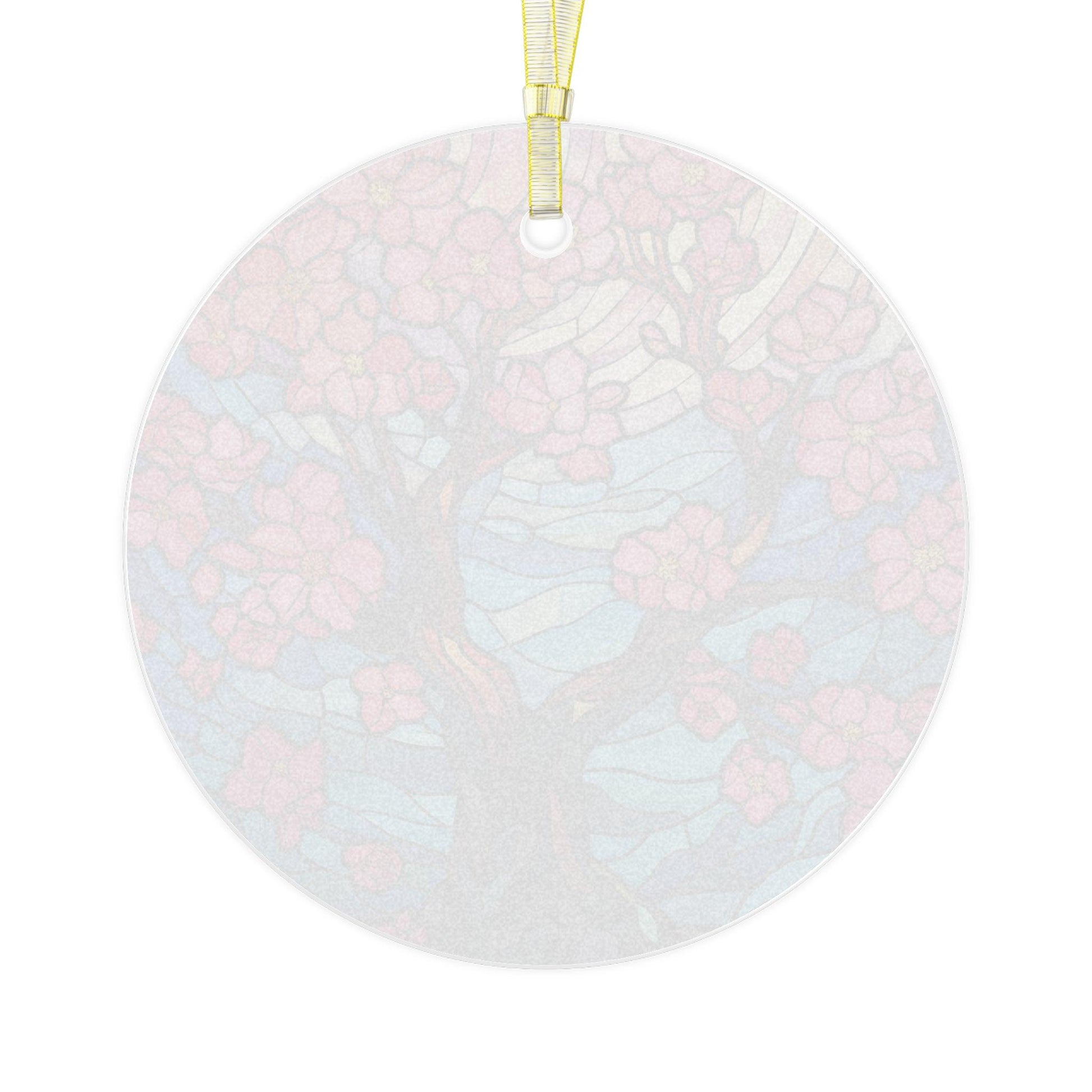 Japanese Sakura Cherry Blossom Tree, Stained Glass Inspired Colorful Glass Ornament | lovevisionkarma.com