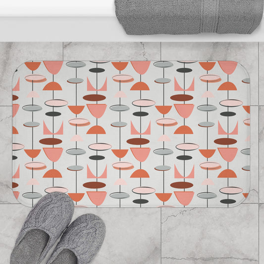 Retro 50s Mid Century Mod Abstract Pink & Gray Bath Mat