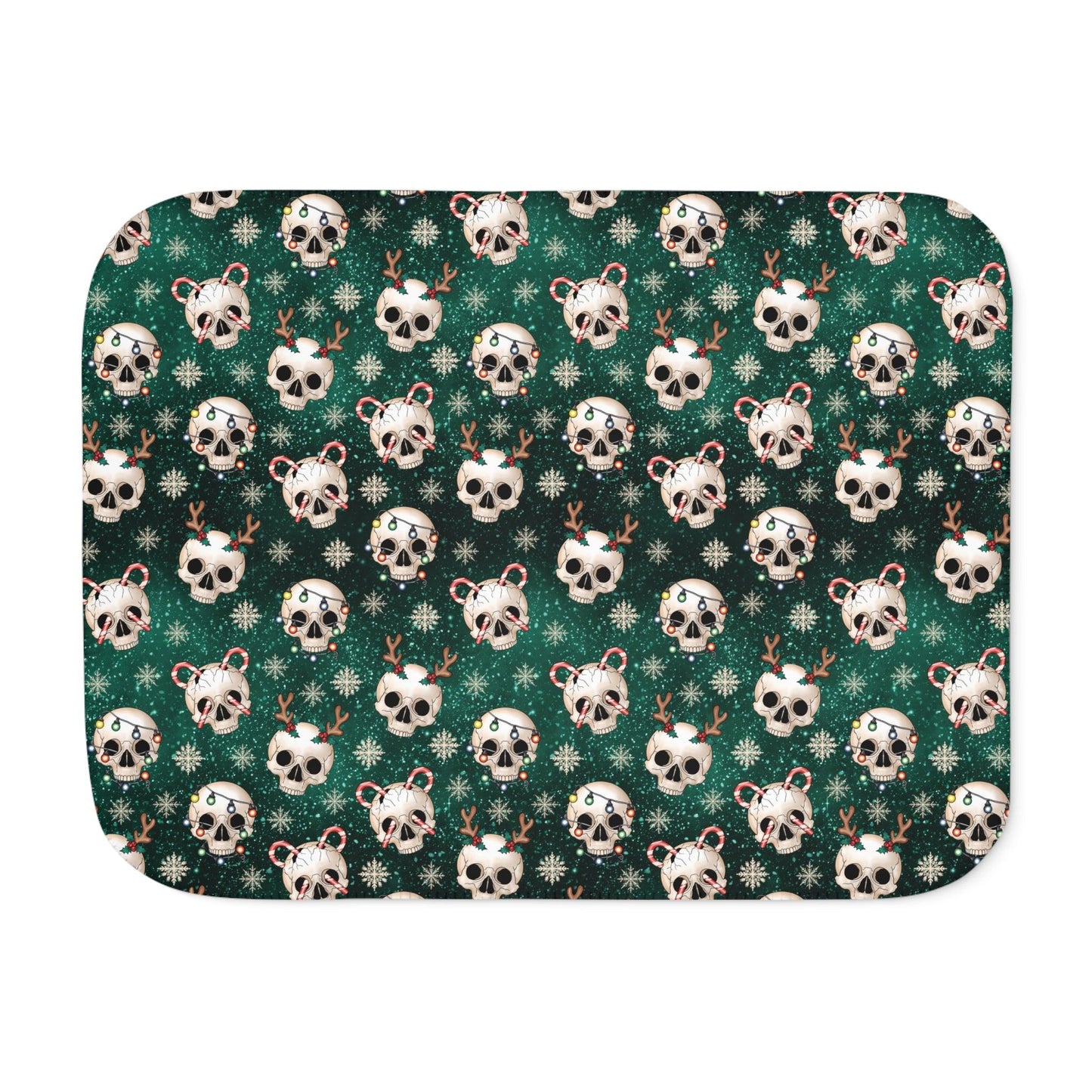 Goth Christmas Skulls Whimsigoth Creepmas Green Sherpa Blanket | lovevisionkarma.com