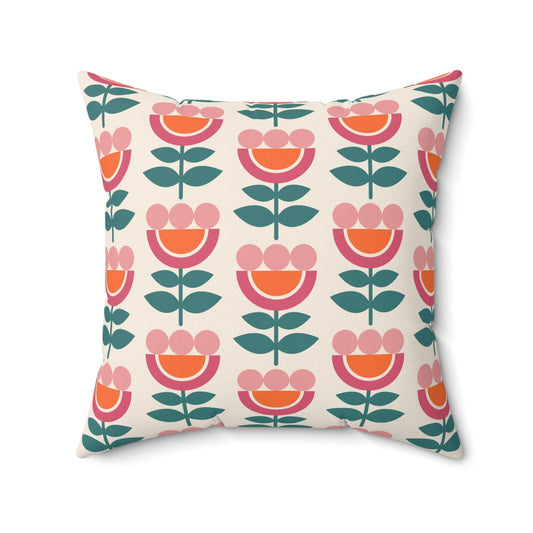 Retro Danish Flowers Scandinavian Mid Century Mod Multicolor Throw Pillow | lovevisionkarma.com