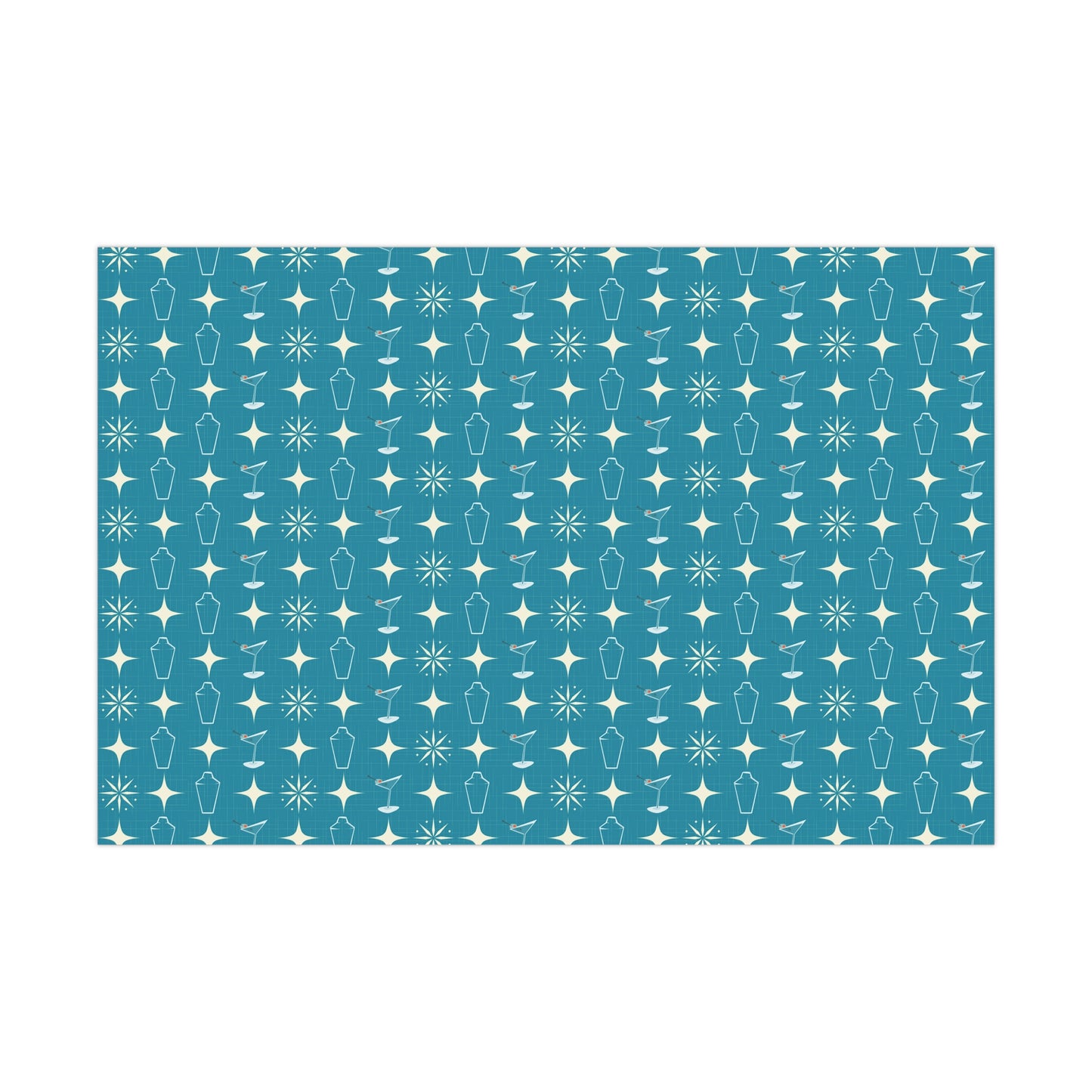Retro 50's Atomic Starburst & Martinis Mid Century Mod Blue Eco-Friendly Gift Wrap