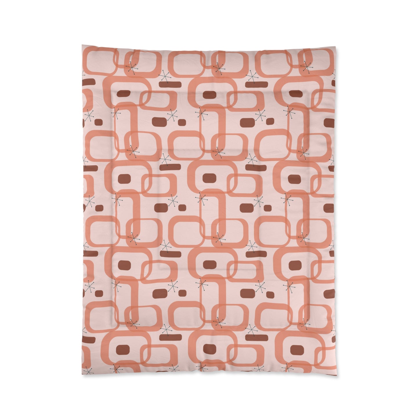 Retro 50s Atomic Starbursts & Loops Mid Century Mod Pink Comforter