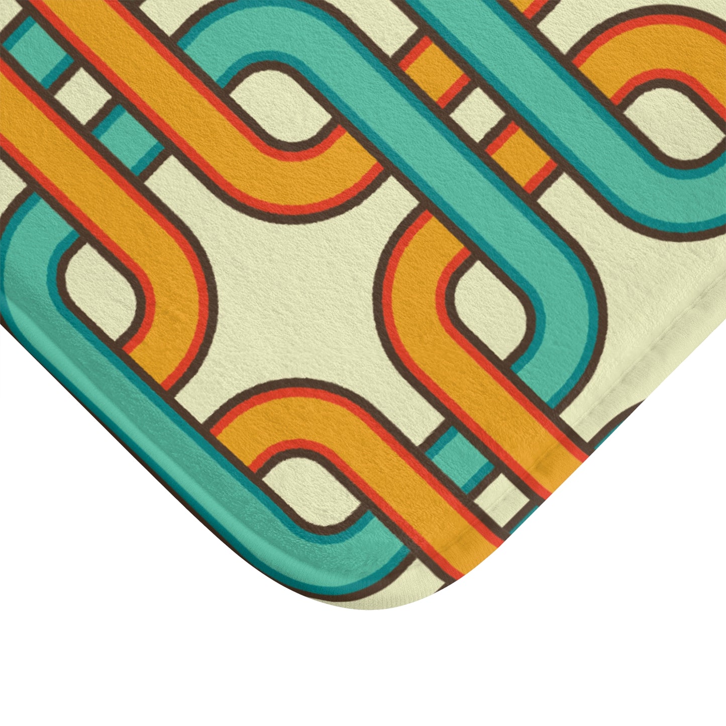 Retro 60's Links Mid Century Mod Blue, Orange & Cream Bath Mat