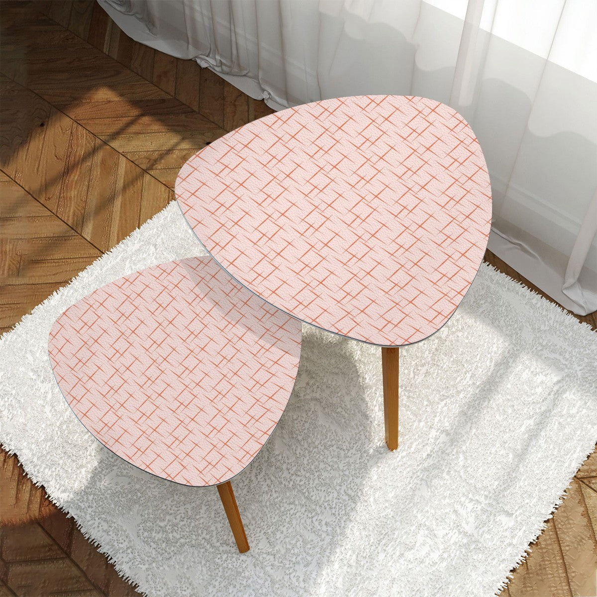 Retro 50s Mid Century Mod Lines, Light Pink Nesting Accent Tables