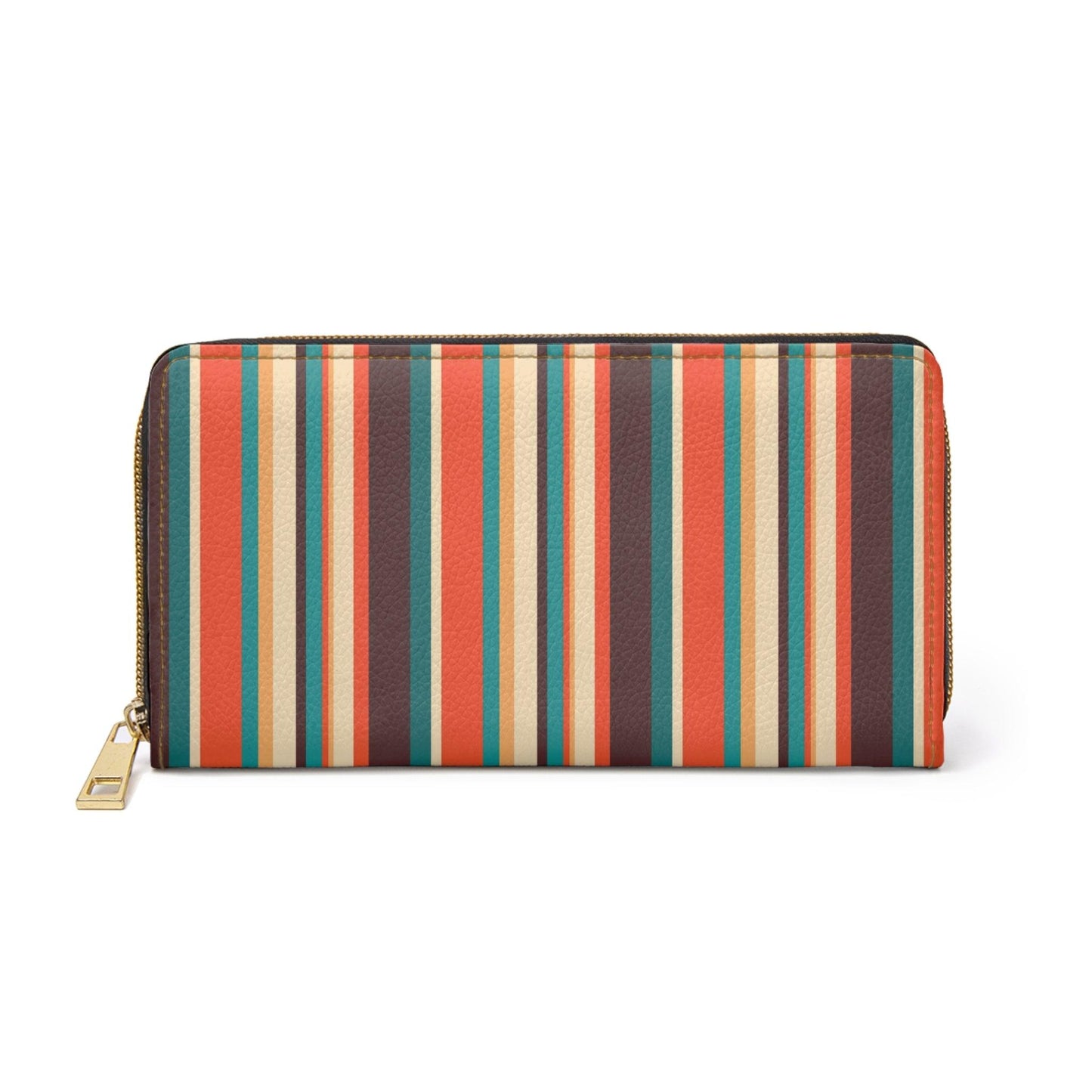 Retro 60s 70s Stripes Orange, Brown and Teal Mid Century Zipper Wallet | lovevisionkarma.com