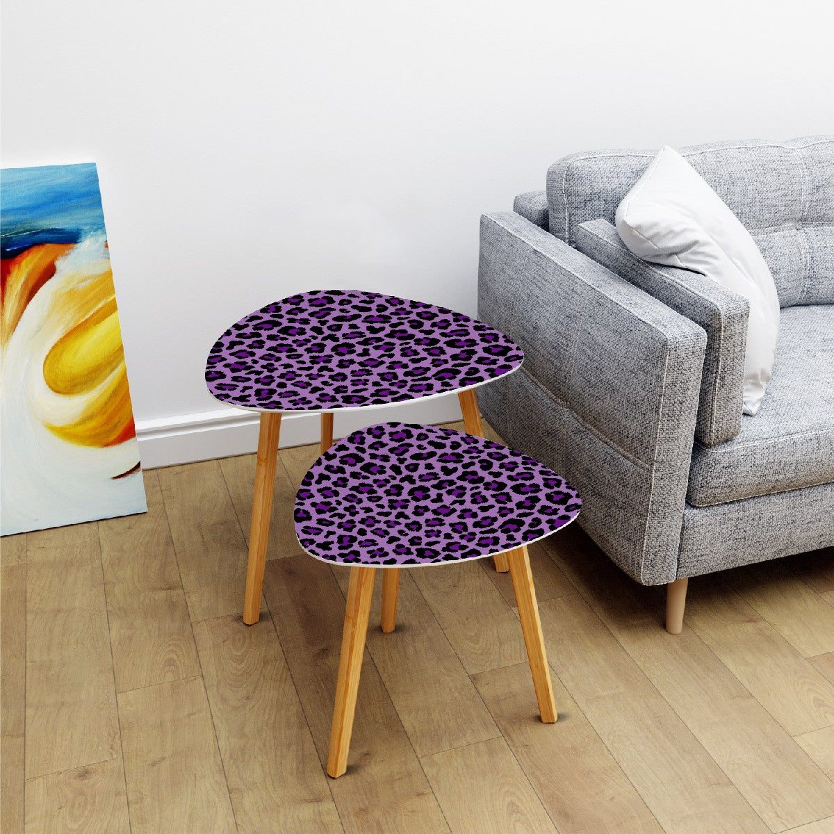 Purple Leopard Spots Cheetah Animal Print MCM Nesting Accent Tables