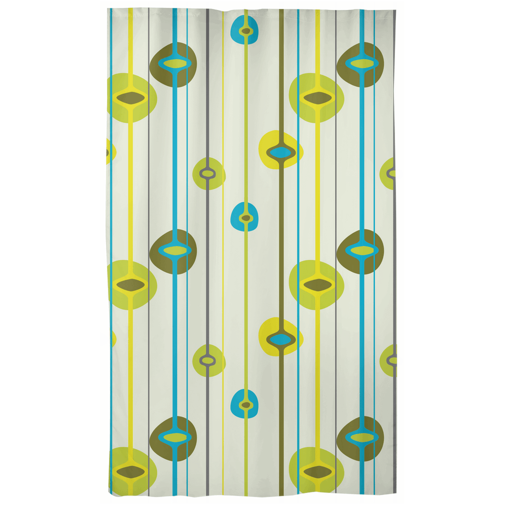 Retro 50s Mid Century Mod Orbs & Lines, Green & Blue Curtains | lovevisionkarma.com
