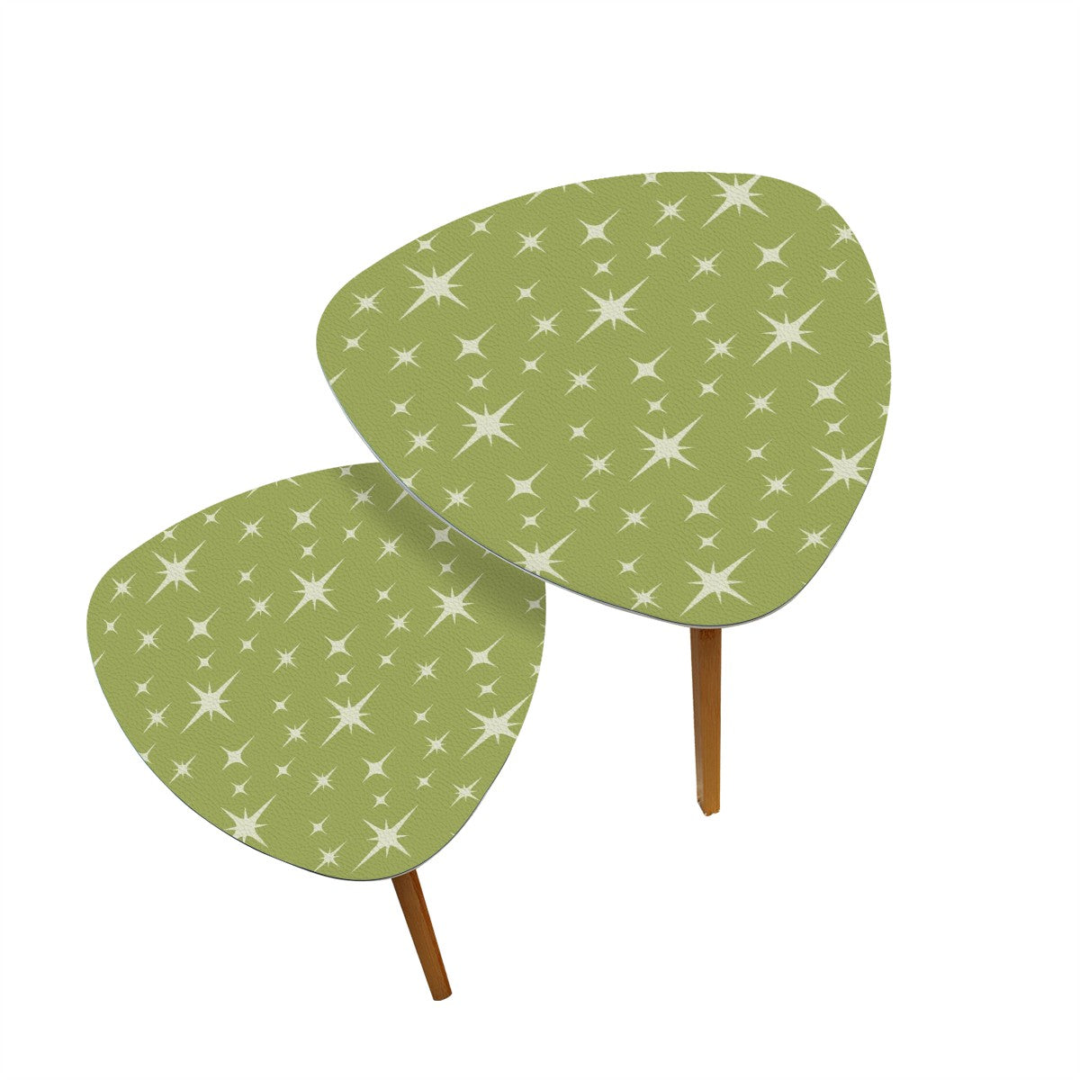 Retro 50s Atomic Starburst Mid Century Modern Chartreuse Green Nesting Accent Tables