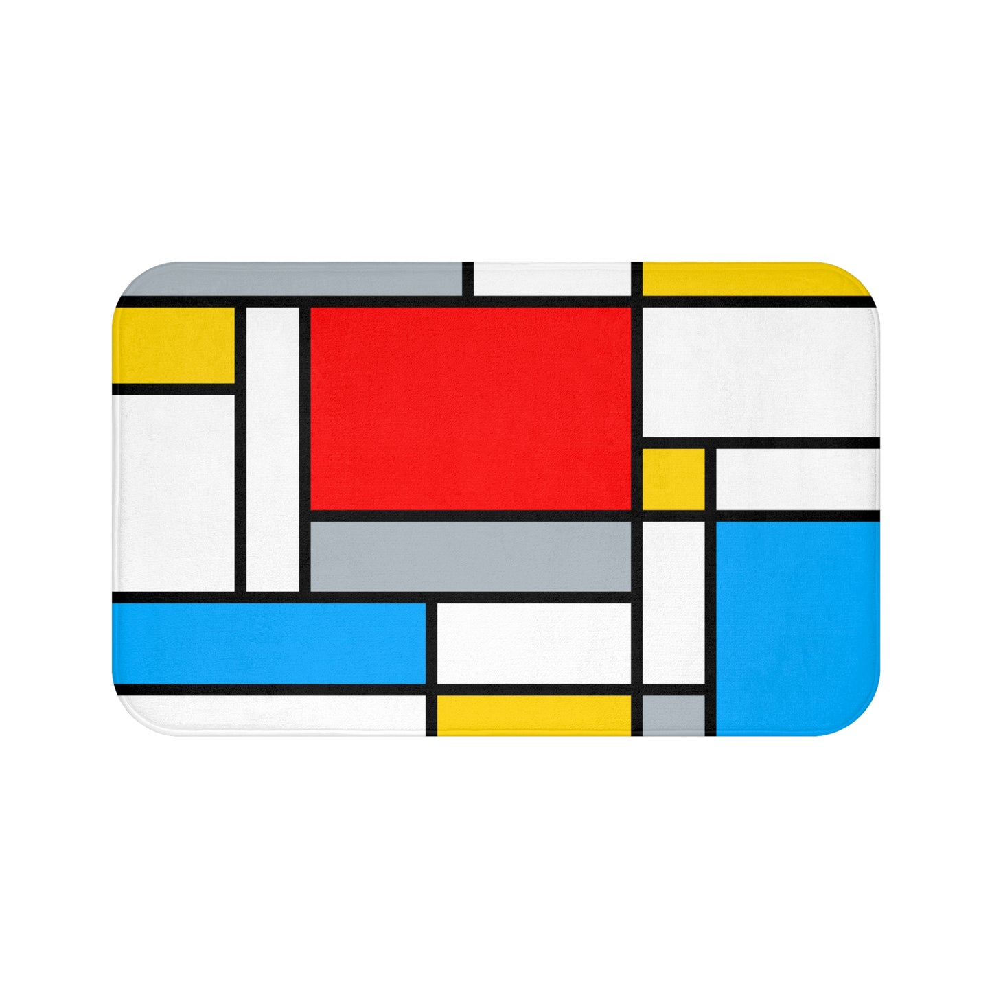Retro Colorful Mondrian Inspired Abstract Art MCM Bath Mat