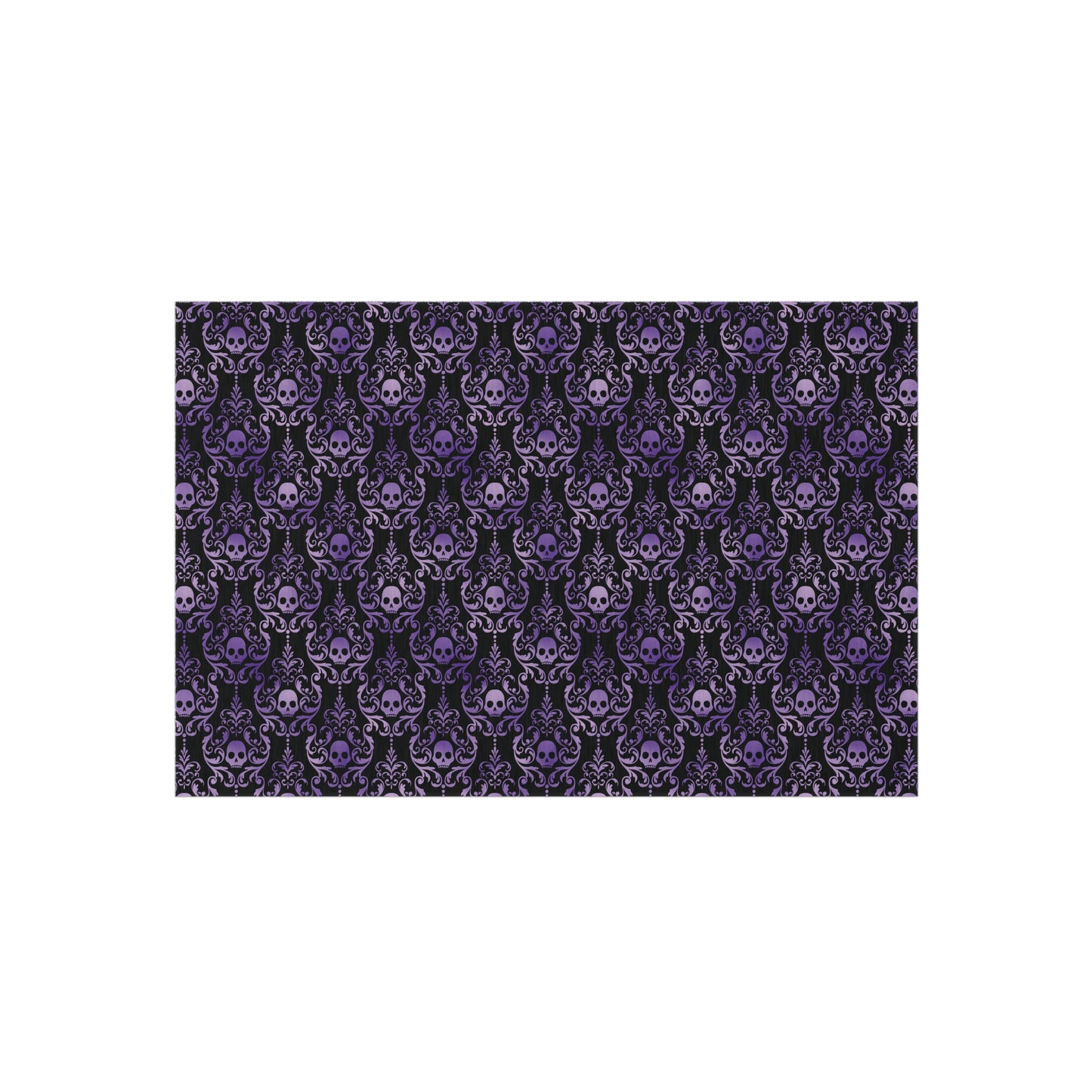 Victorian Goth Inspired Skull Damask Dark Academia Glam Goth Purple & Black Accent Rug