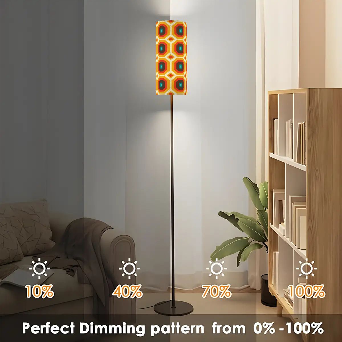 Retro 60s 70s Funky Mid Century Mod Geo Orange & Brown Floor Lamp