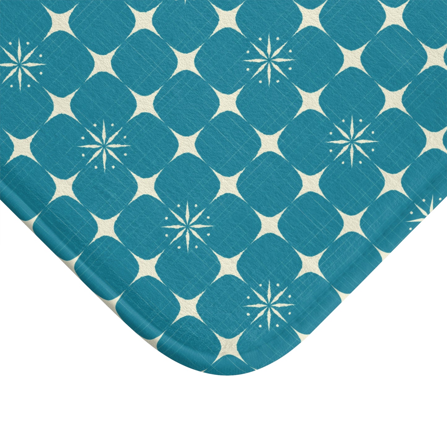 Retro 50's Atomic Starburst Mid Century Blue Bath Mat