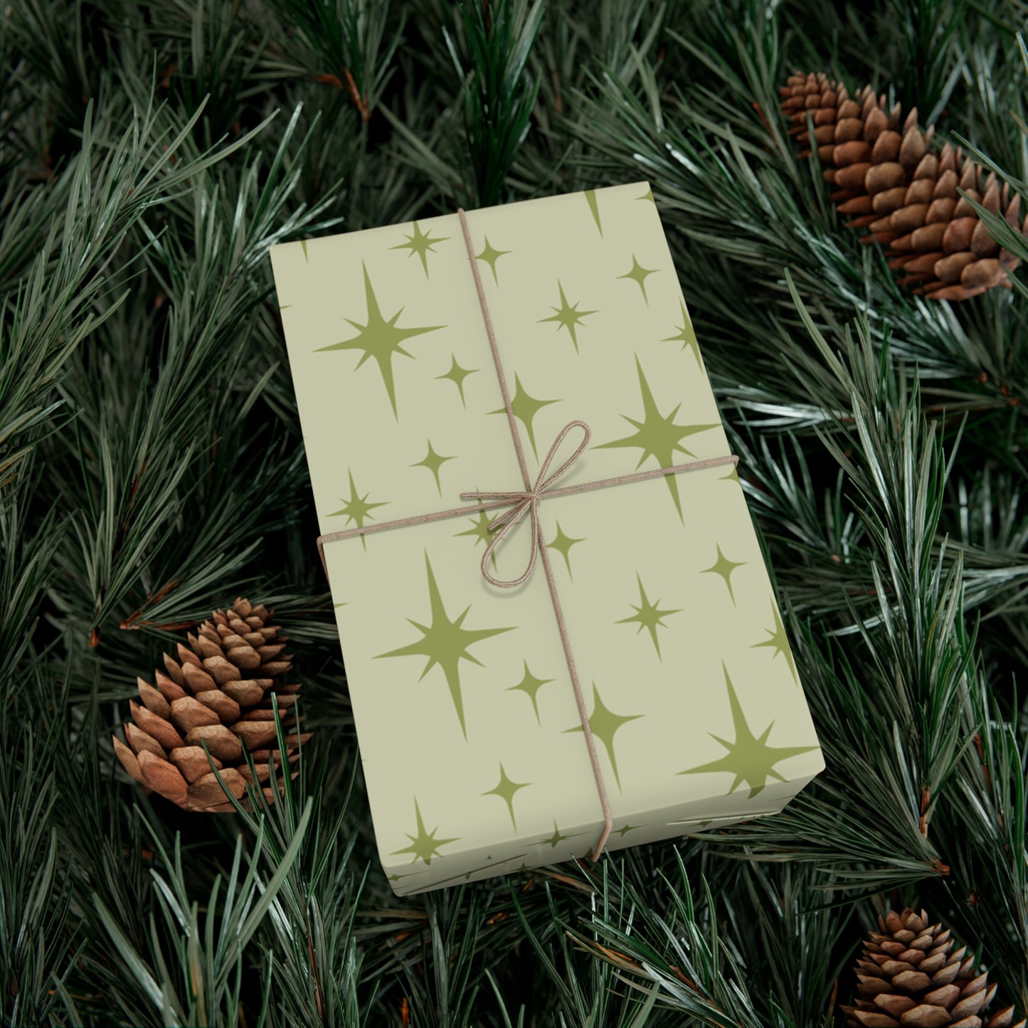 Retro 50's Atomic Starburst Mid Century Mod Green Eco-Friendly Gift Wrap