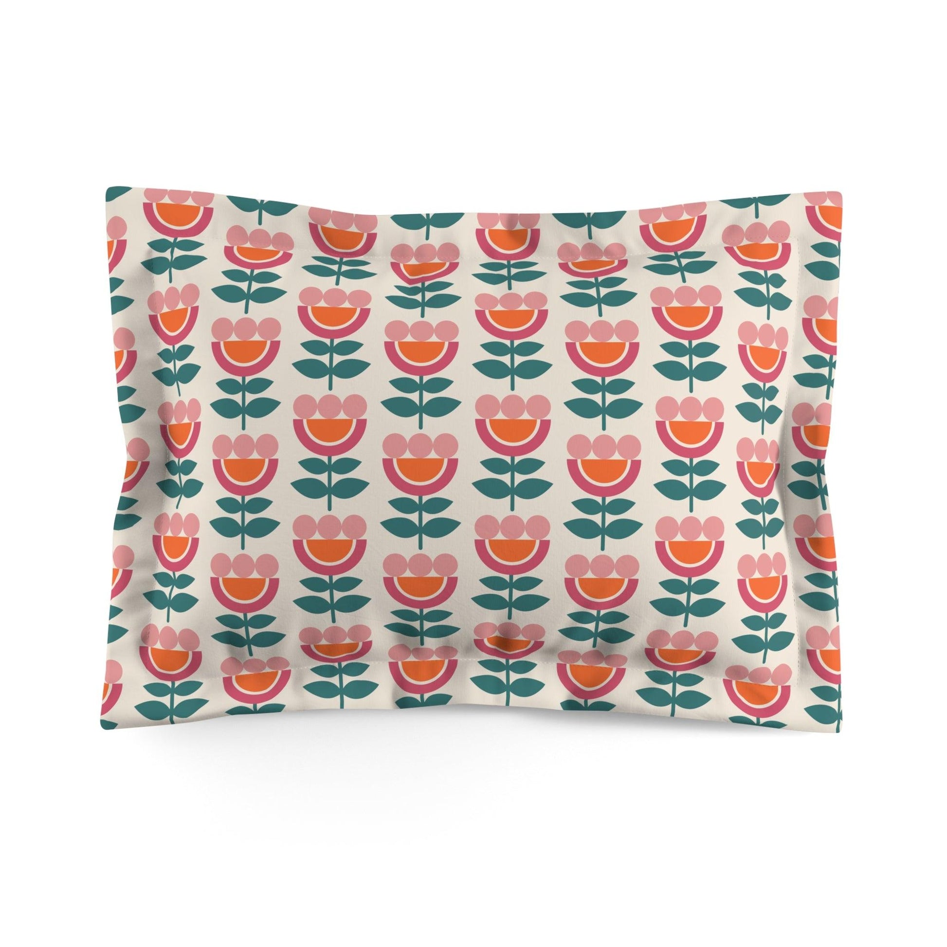 Retro Danish Flowers Scandinavian Mid Century Mod Multicolor Pillow Sham | lovevisionkarma.com