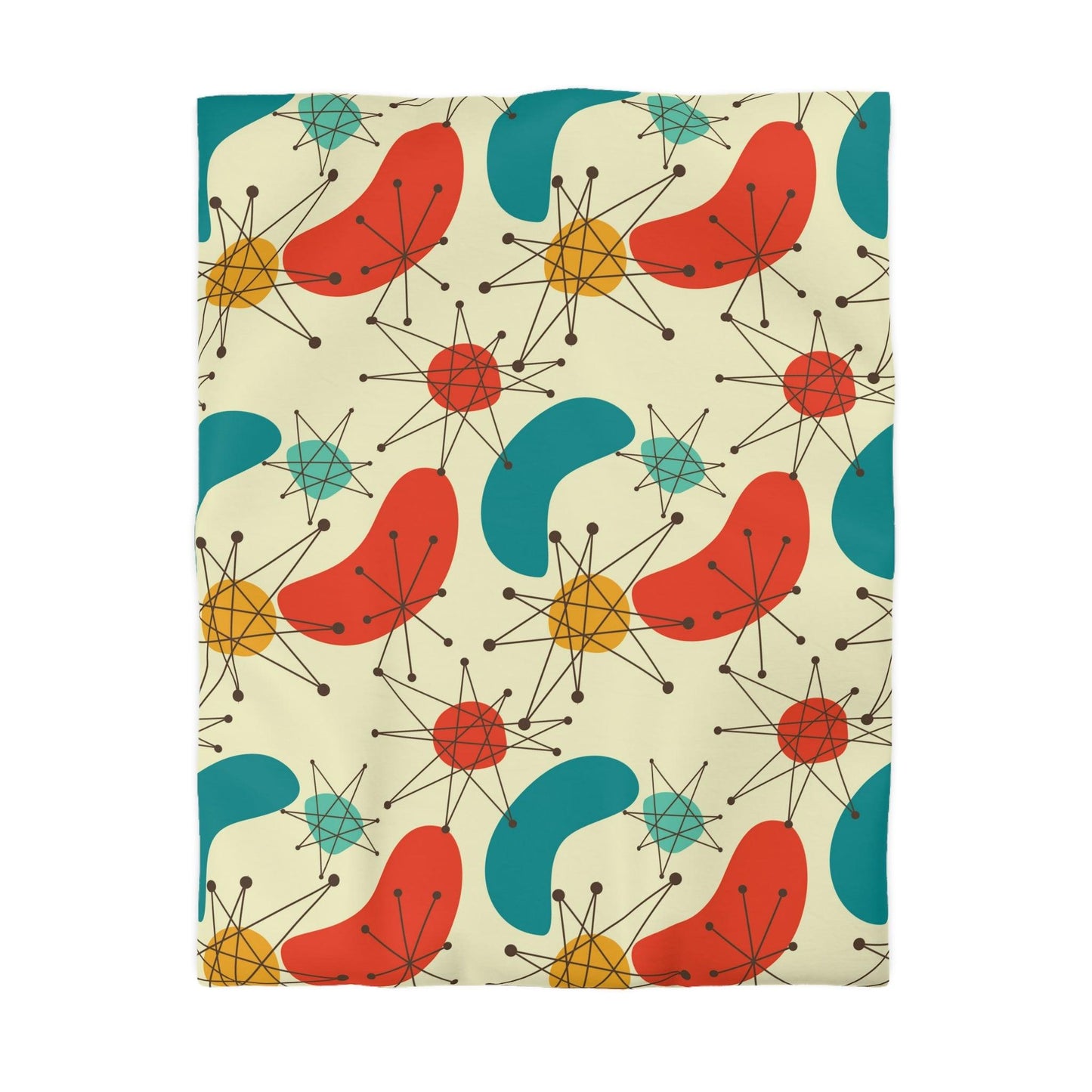 Retro Atomic Boomerang 50s 60s Blue & Orange Mid Century Modern Duvet Cover | lovevisionkarma.com