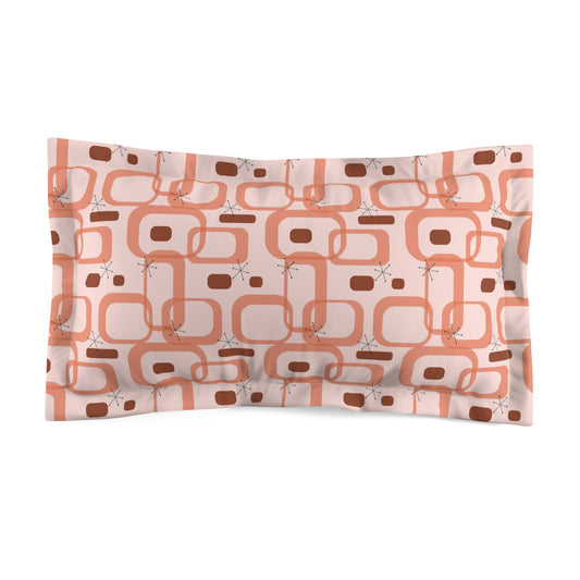 Retro Mid Century Pink Starbursts and Loops Pillow Sham