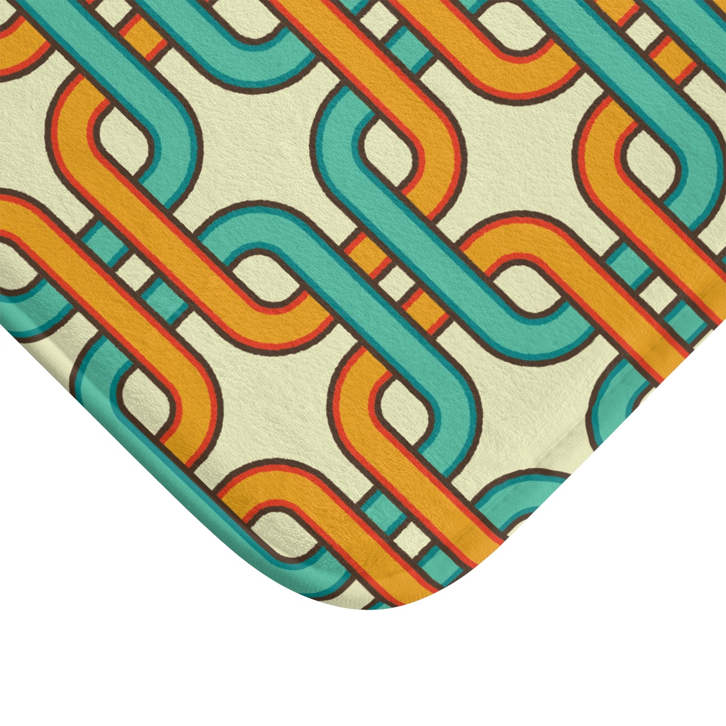 Retro 60's Links Mid Century Mod Blue, Orange & Cream Bath Mat