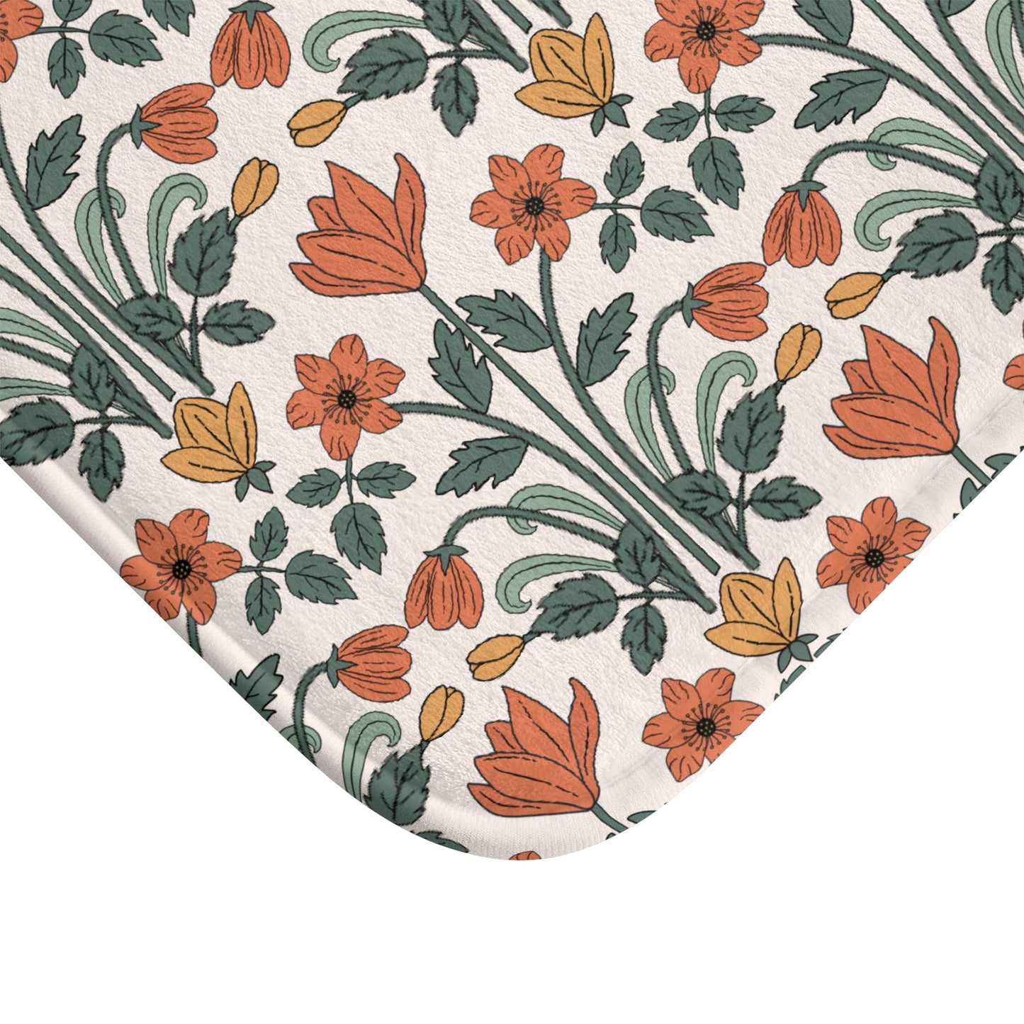 Retro Floral Deco MCM Multicolor Bath Mat