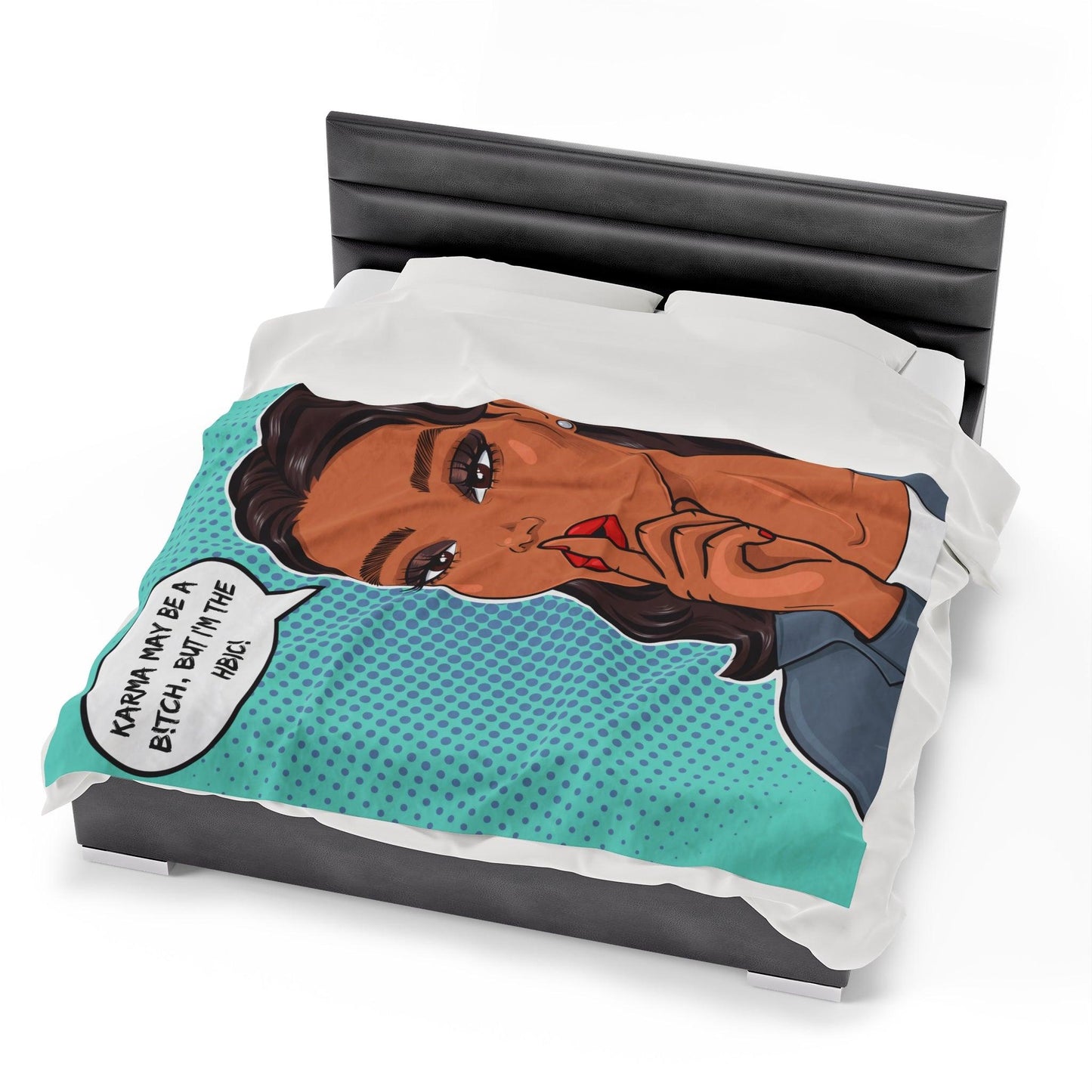 "HBIC" Comic Pop Art Colorful & Sassy Velveteen Lightweight Blanket | lovevisionkarma.com