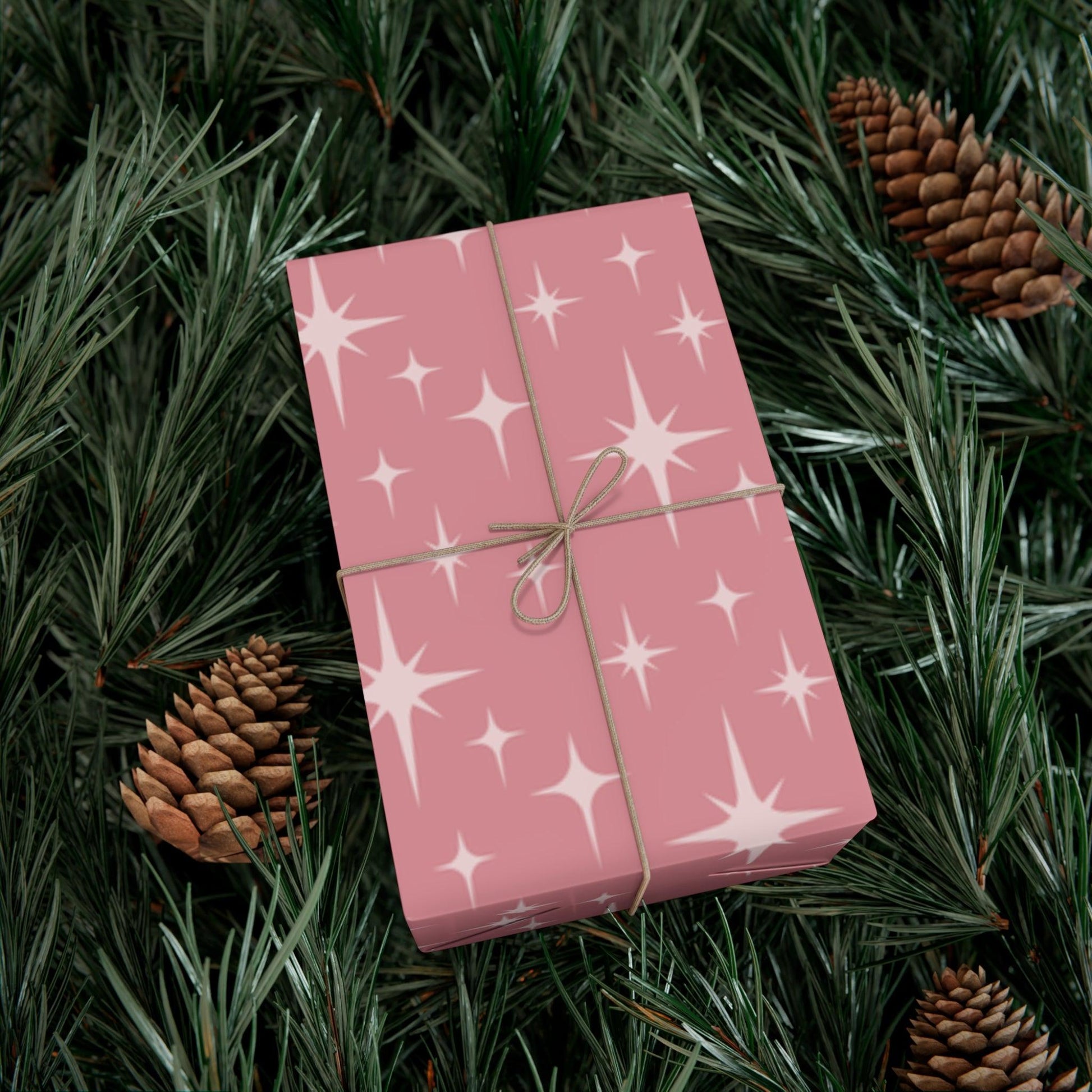 Retro 50's Atomic Starburst Mid Century Mod Pink Eco-Friendly Gift Wrap | lovevisionkarma.com