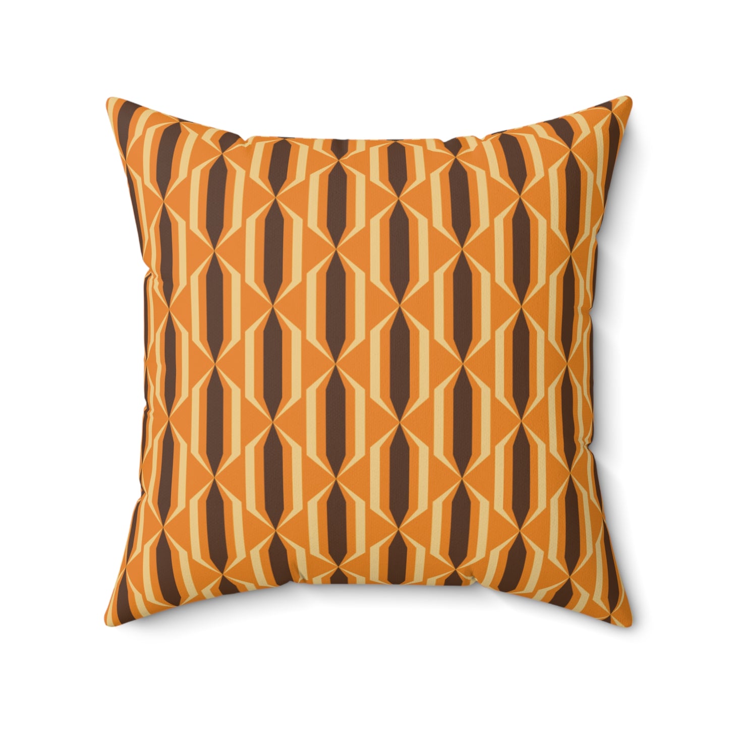 Retro 70s Mid Century Mod Funky Orange & Brown Throw Pillow