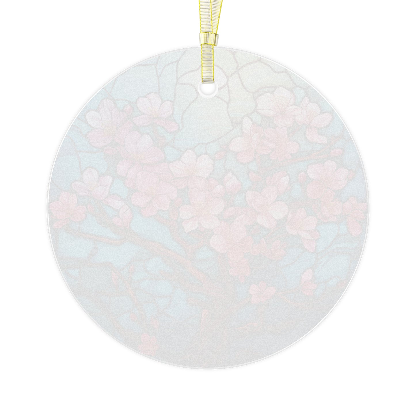 Japanese Sakura Blooming Cherry Blossom Tree, Stained Glass Inspired Colorful Glass Ornament