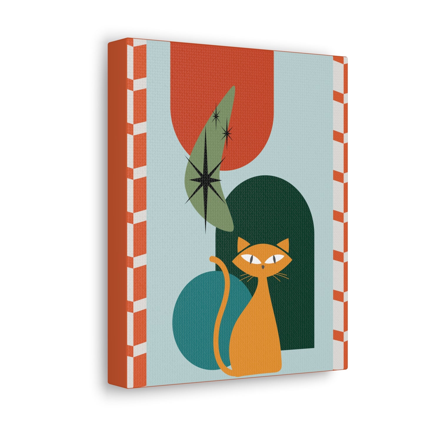 Retro 50's Atomic Cat Mid Century Mod Multicolor Canvas Gallery Wrap