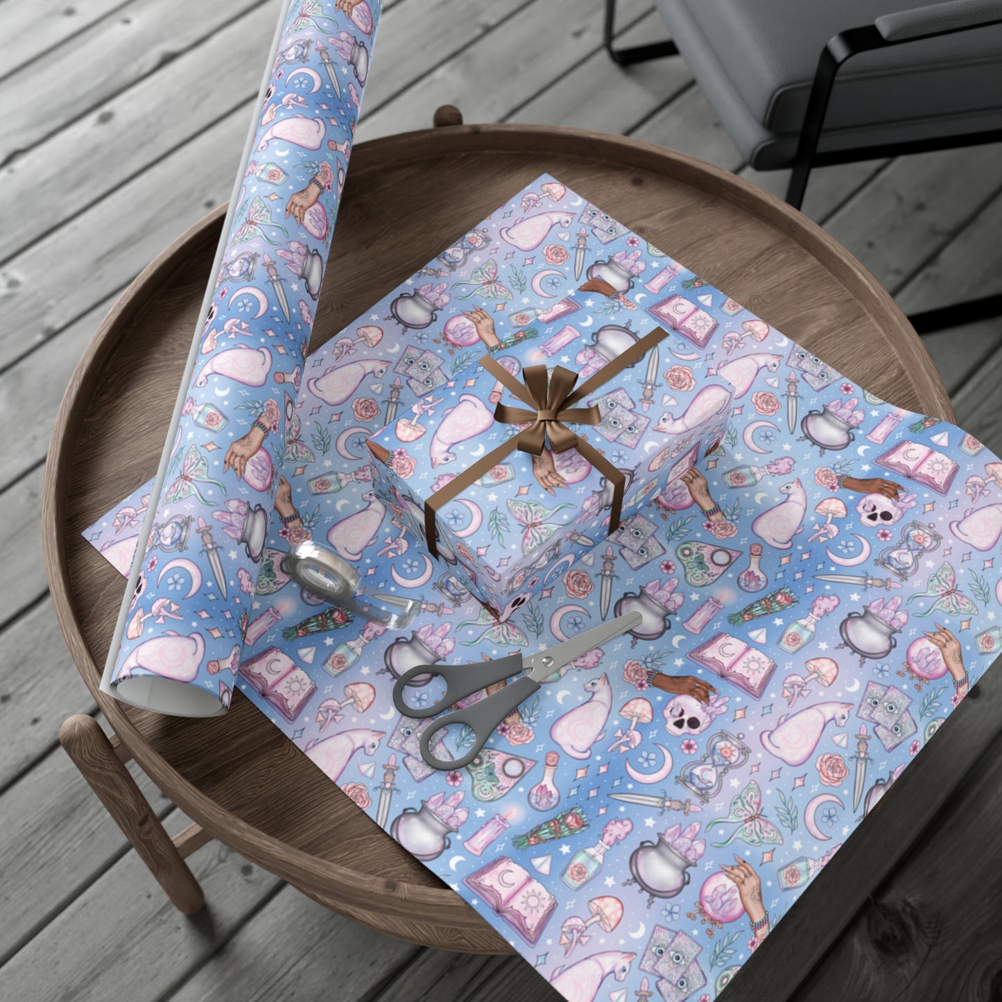 Kawaii Pastel Goth, Witchy Whimsigoth Blue Eco-Friendly Gift Wrap