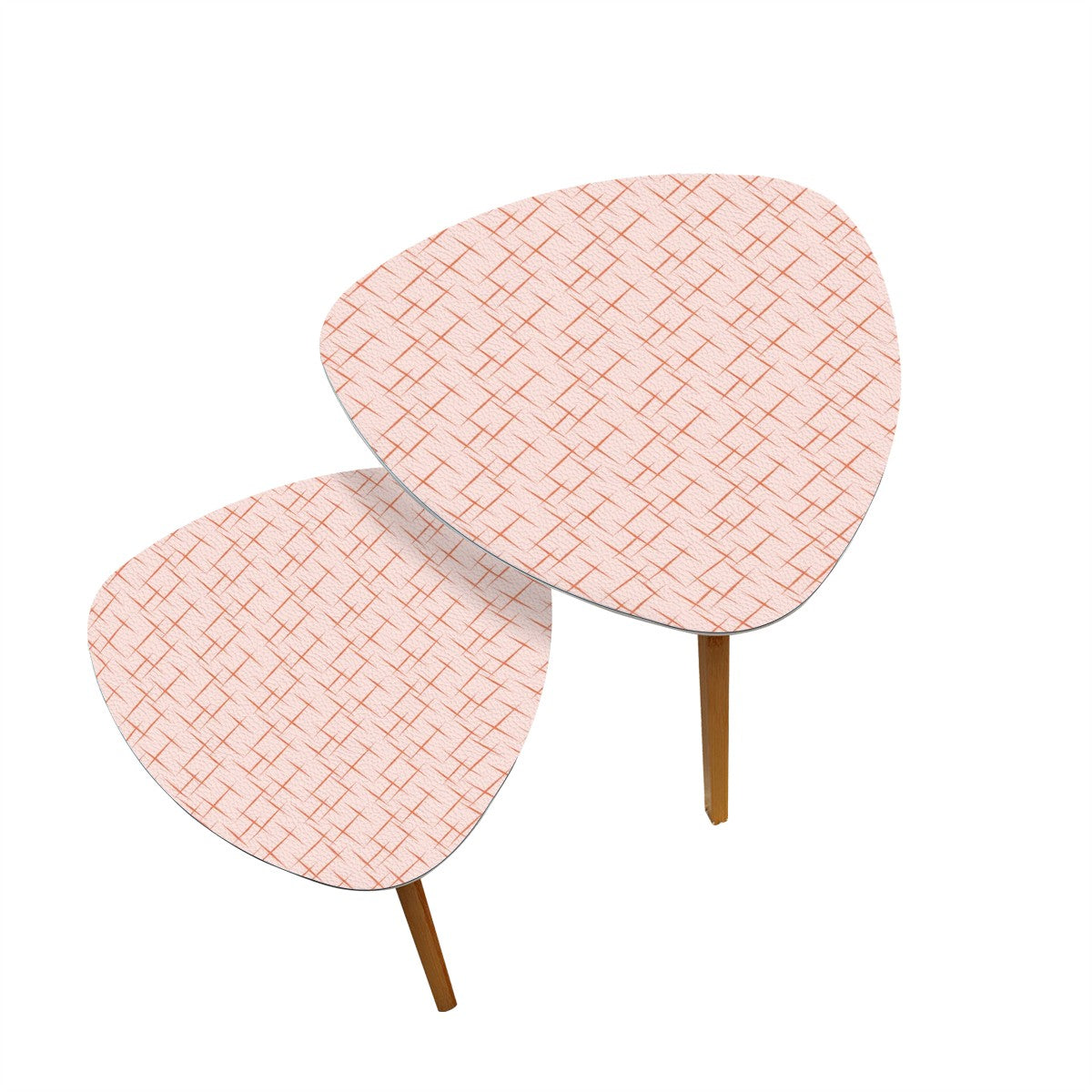 Retro 50s Mid Century Mod Lines, Light Pink Nesting Accent Tables