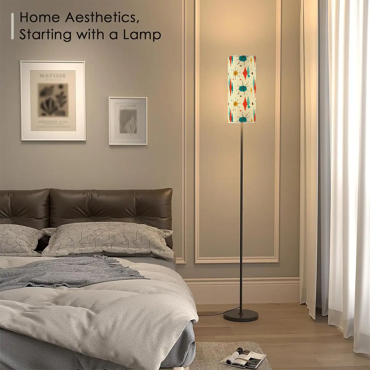 Retro 1950's Atomic Diamond and Starburst Mid Century Modern Floor Lamp