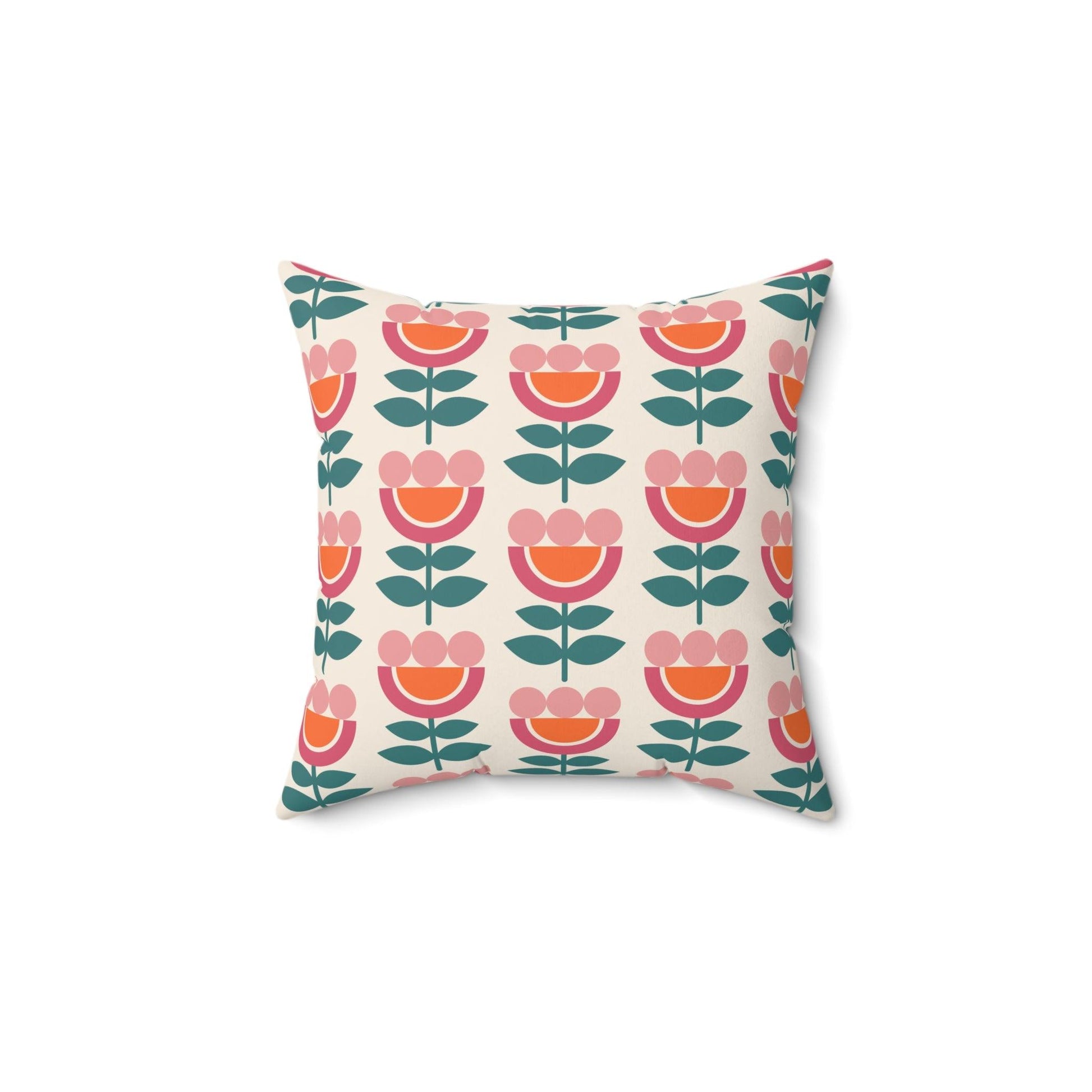 Retro Danish Flowers Scandinavian Mid Century Mod Multicolor Throw Pillow | lovevisionkarma.com