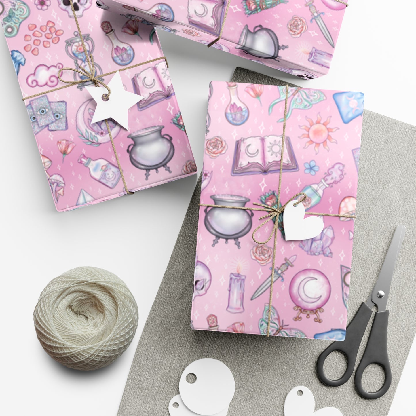 Witchy Pastel Goth Christmas, Kawaii Whimsigoth Pink Eco-Friendly Gift Wrap Paper