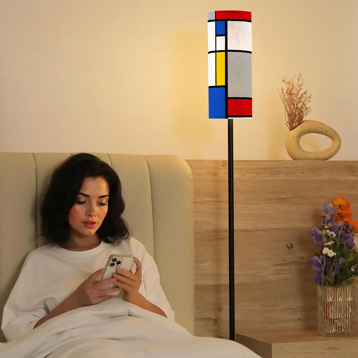 Retro MCM Mondrian Inspired Abstract Art Floor Lamp