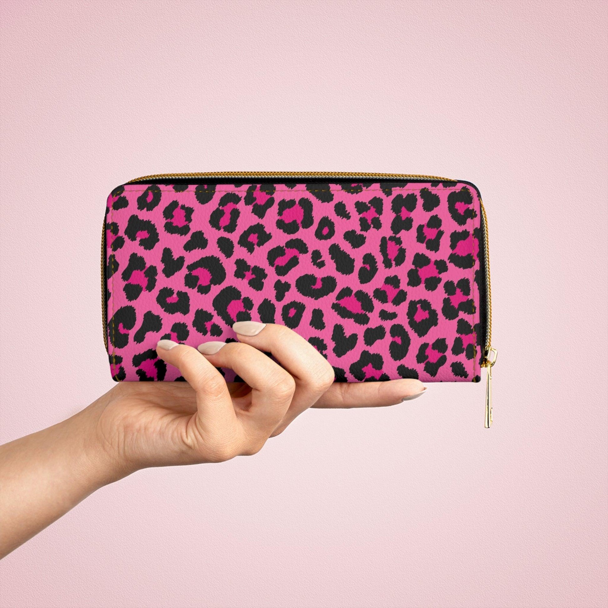 Pink Leopard Cheetah Animal Print Zipper Wallet | lovevisionkarma.com