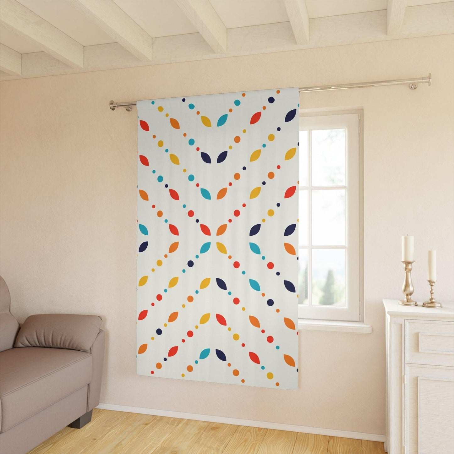 Retro Mid Century Modern Minimalist Multicolor Blackout Window Curtain | lovevisionkarma.com
