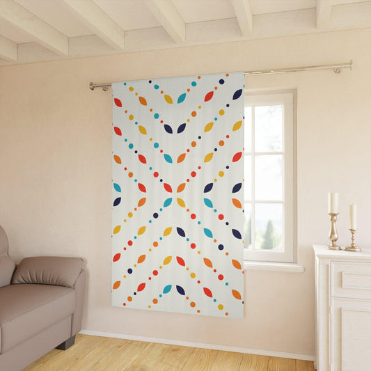 Retro Mid Century Modern Minimalist Multicolor Blackout Window Curtain | lovevisionkarma.com