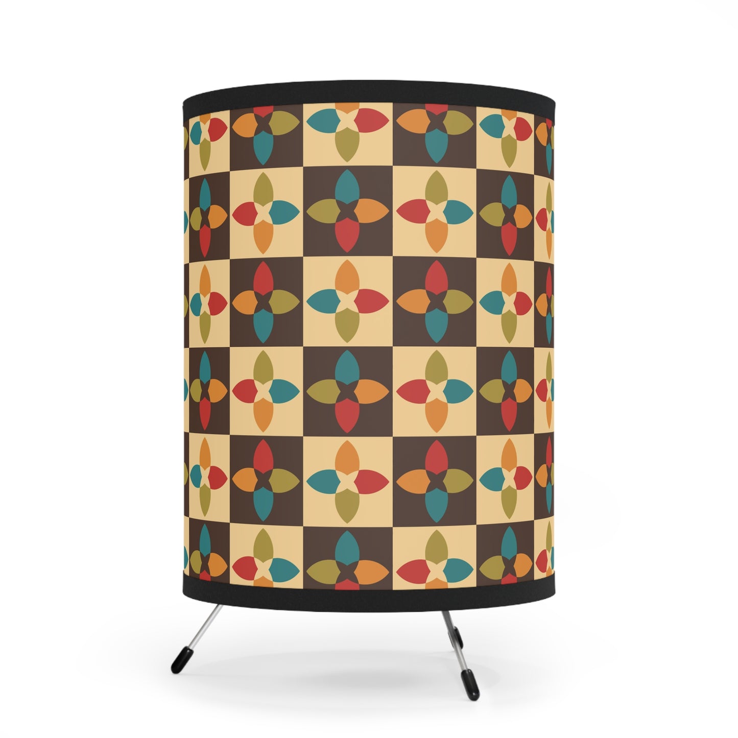 Retro 60s 70s Mid Century Mod Geometric Multicolor Tabletop Accent Lamp