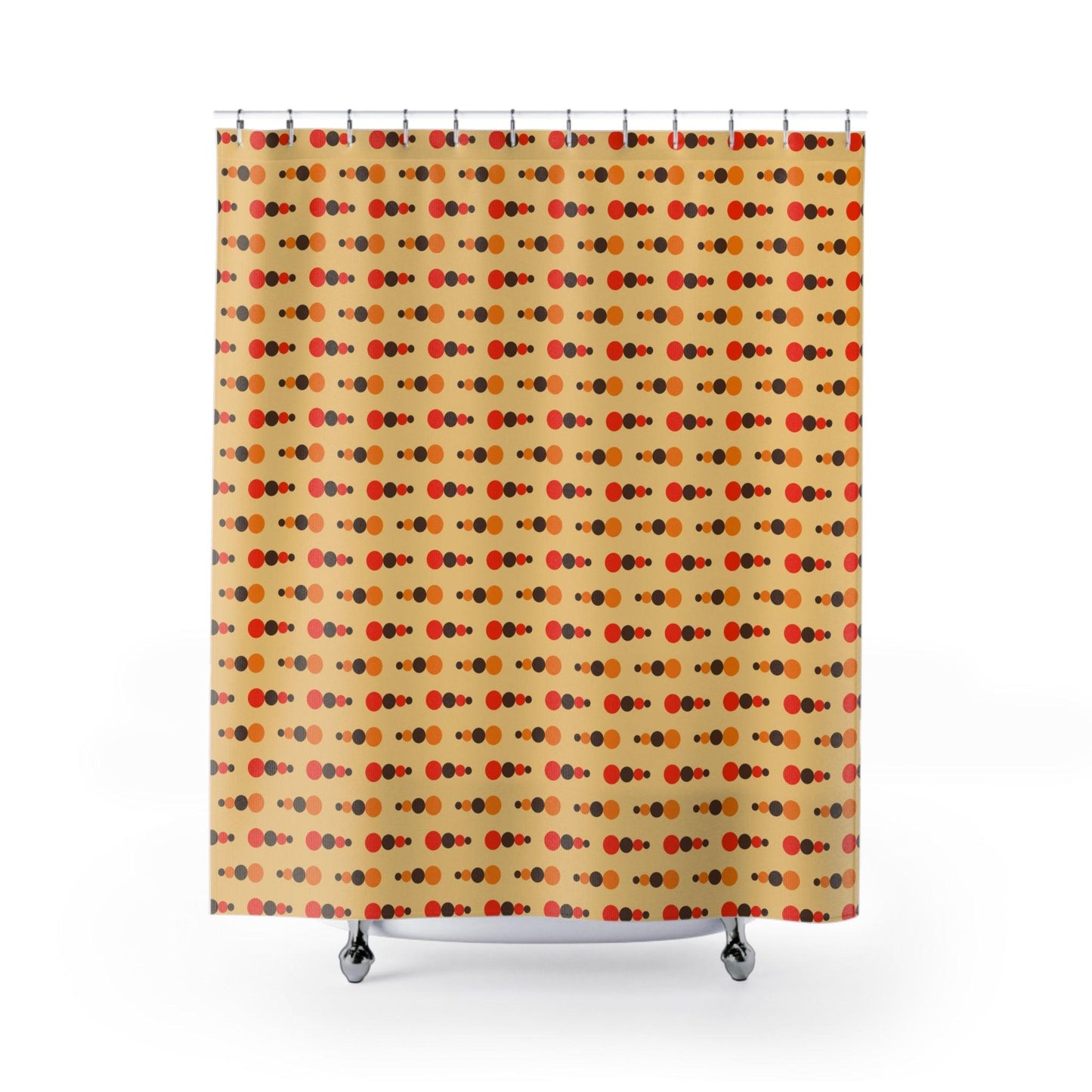 Retro 70's Funky Mid Century Modern Beige, Orange Brown Shower Curtain | lovevisionkarma.com