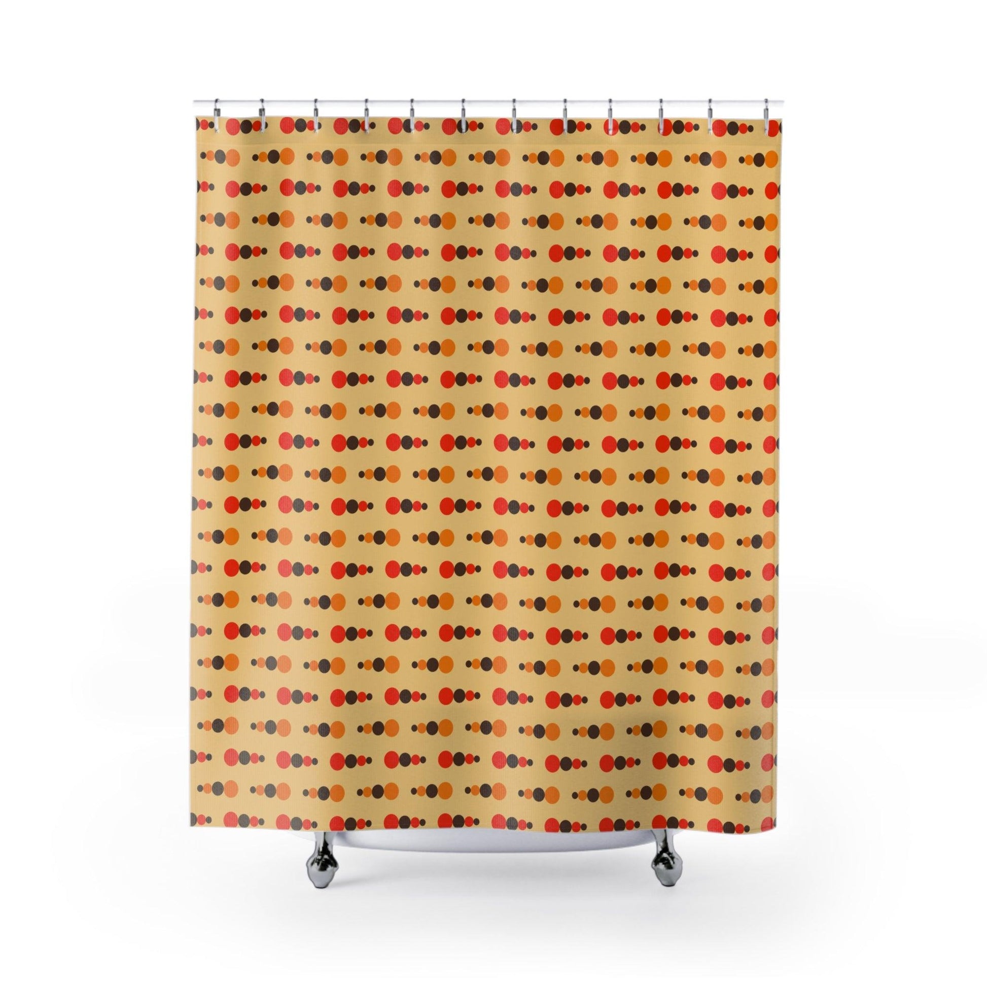Retro 70's Funky Mid Century Modern Beige, Orange Brown Shower Curtain | lovevisionkarma.com