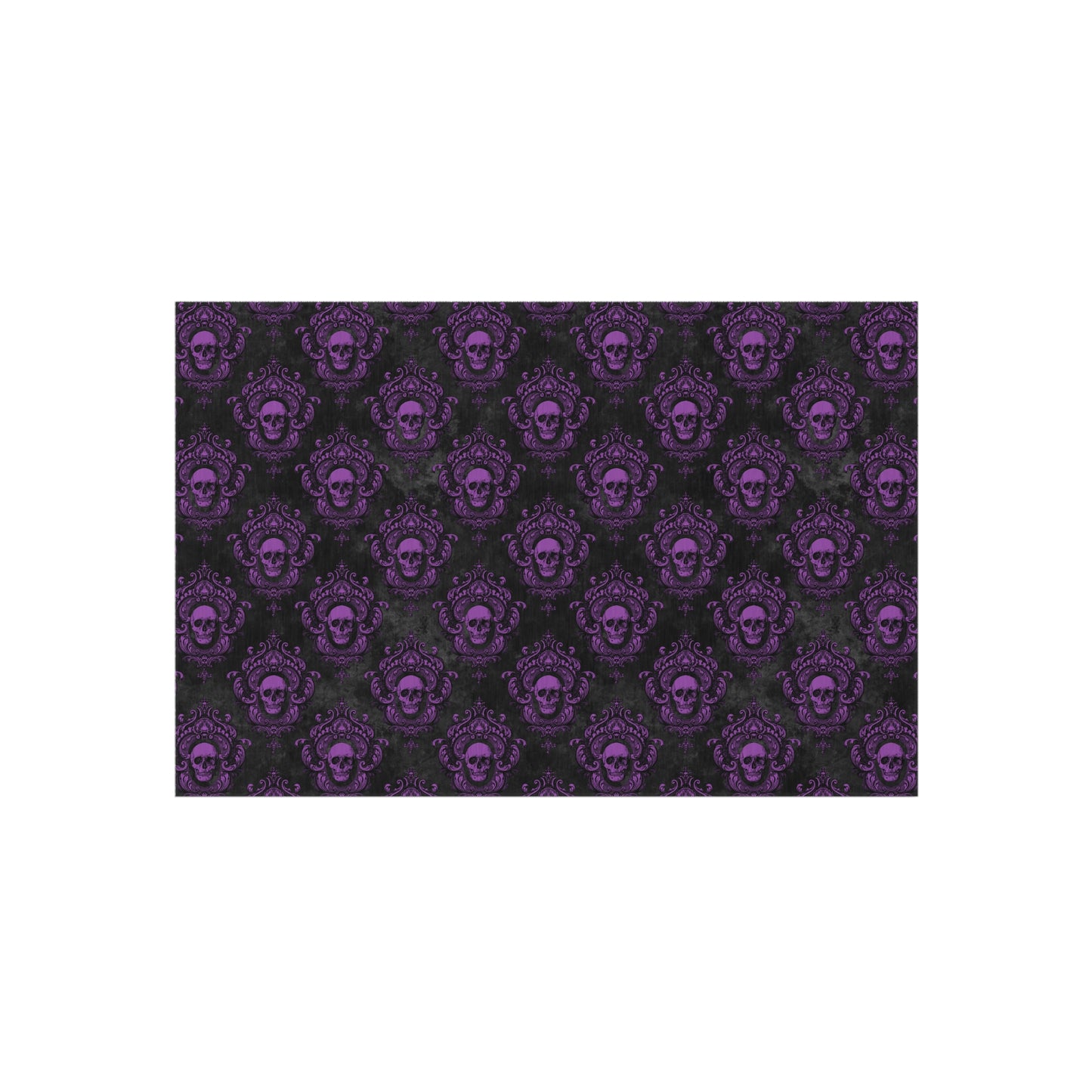 Gothic Purple Skulls, Victorian Glam Goth, Dark Academia Anti-Slip Indoor/Outdoor Accent Rug