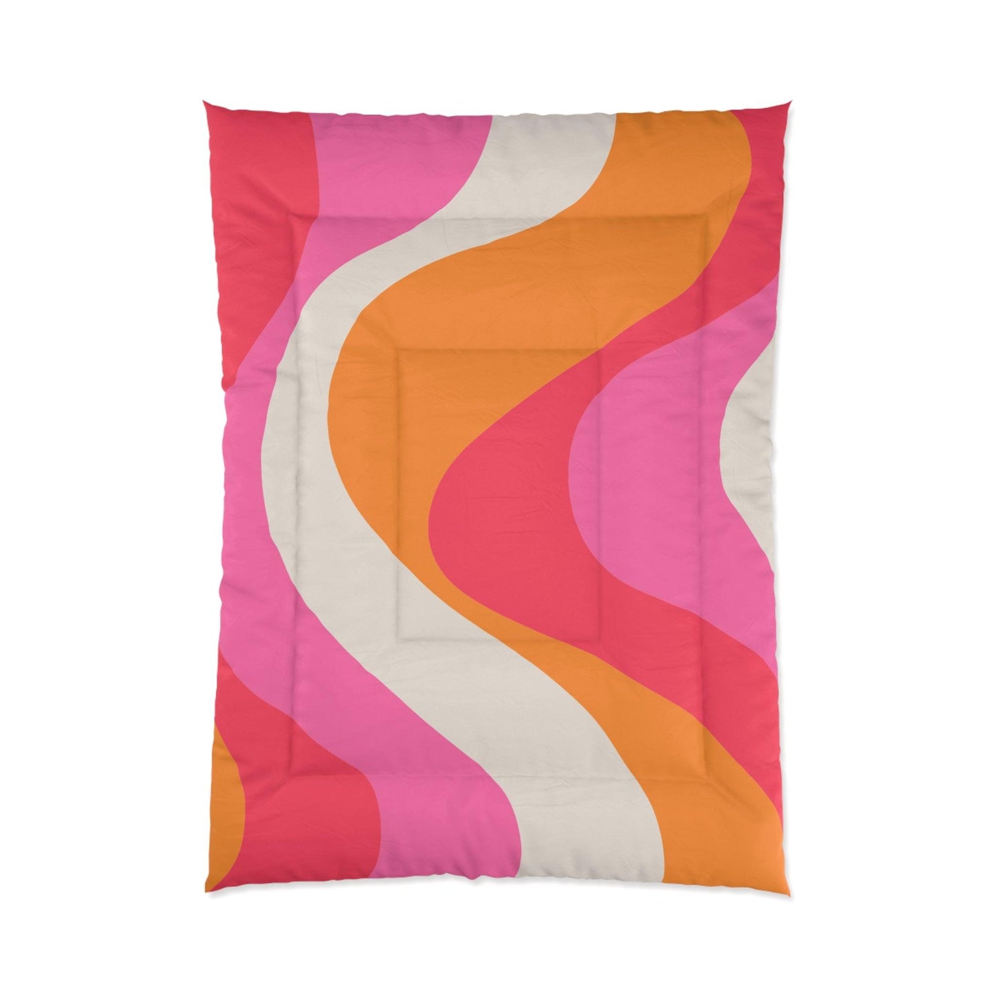 Retro 60s Groovy Hippie Swirl MCM Pink & Orange Comforter | lovevisionkarma.com