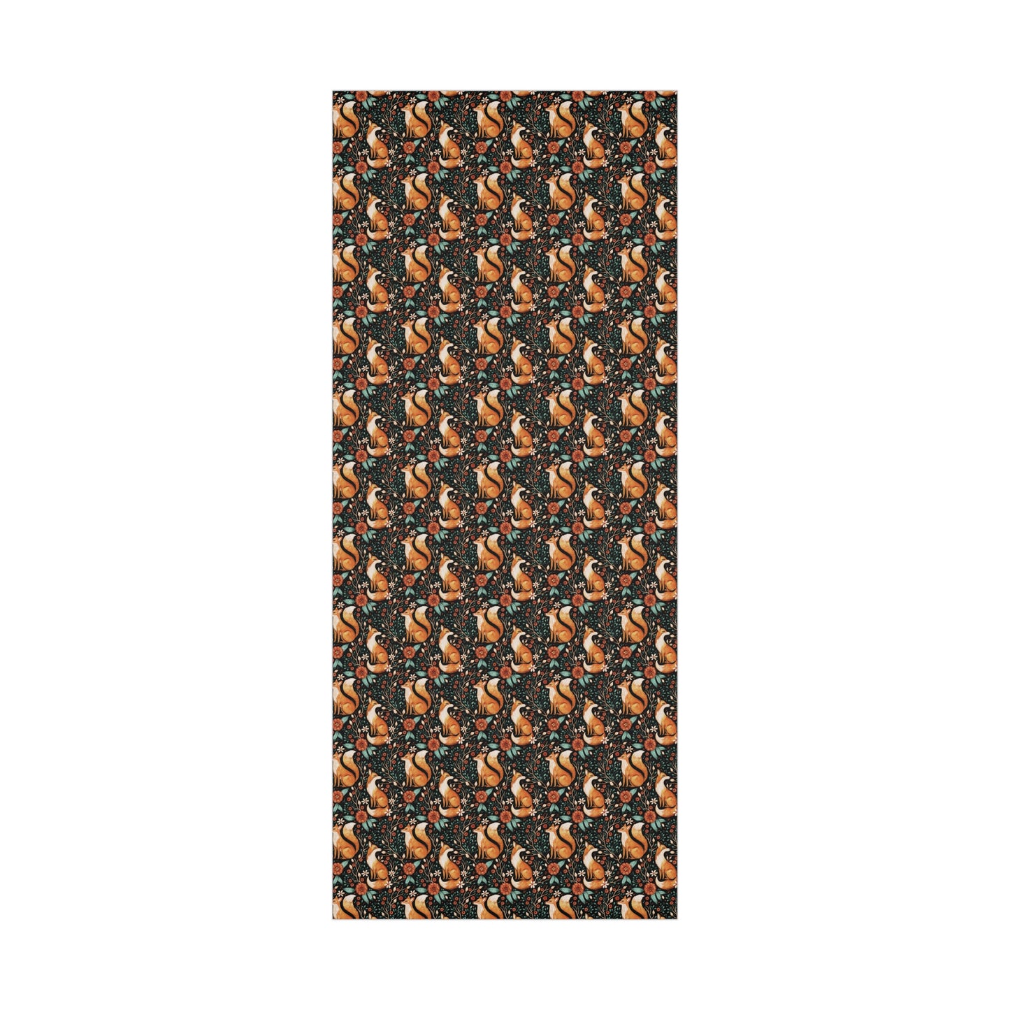 Enchanted Woodland Fox, Dark Cottagecore Watercolor Style Black Eco-Friendly Gift Wrap
